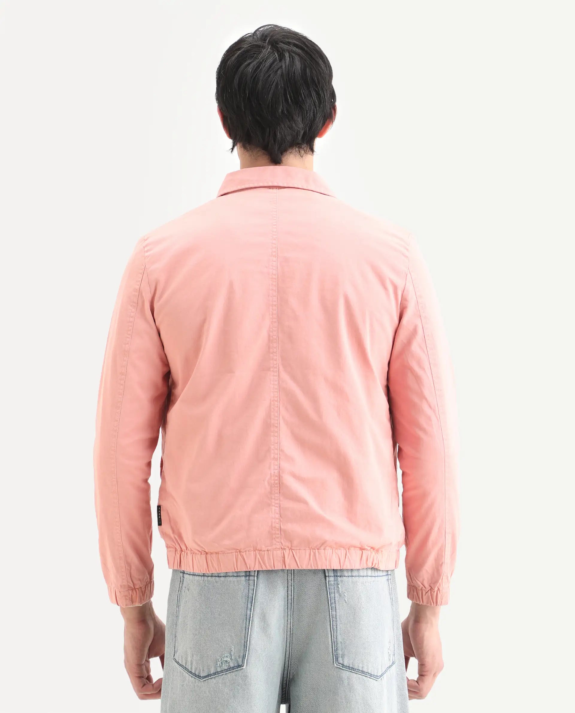 Rare Rabbit Men's Flinsten Dusky Pink Cotton Plain Regular Fit Full Sleeve Spread Collar Jacket