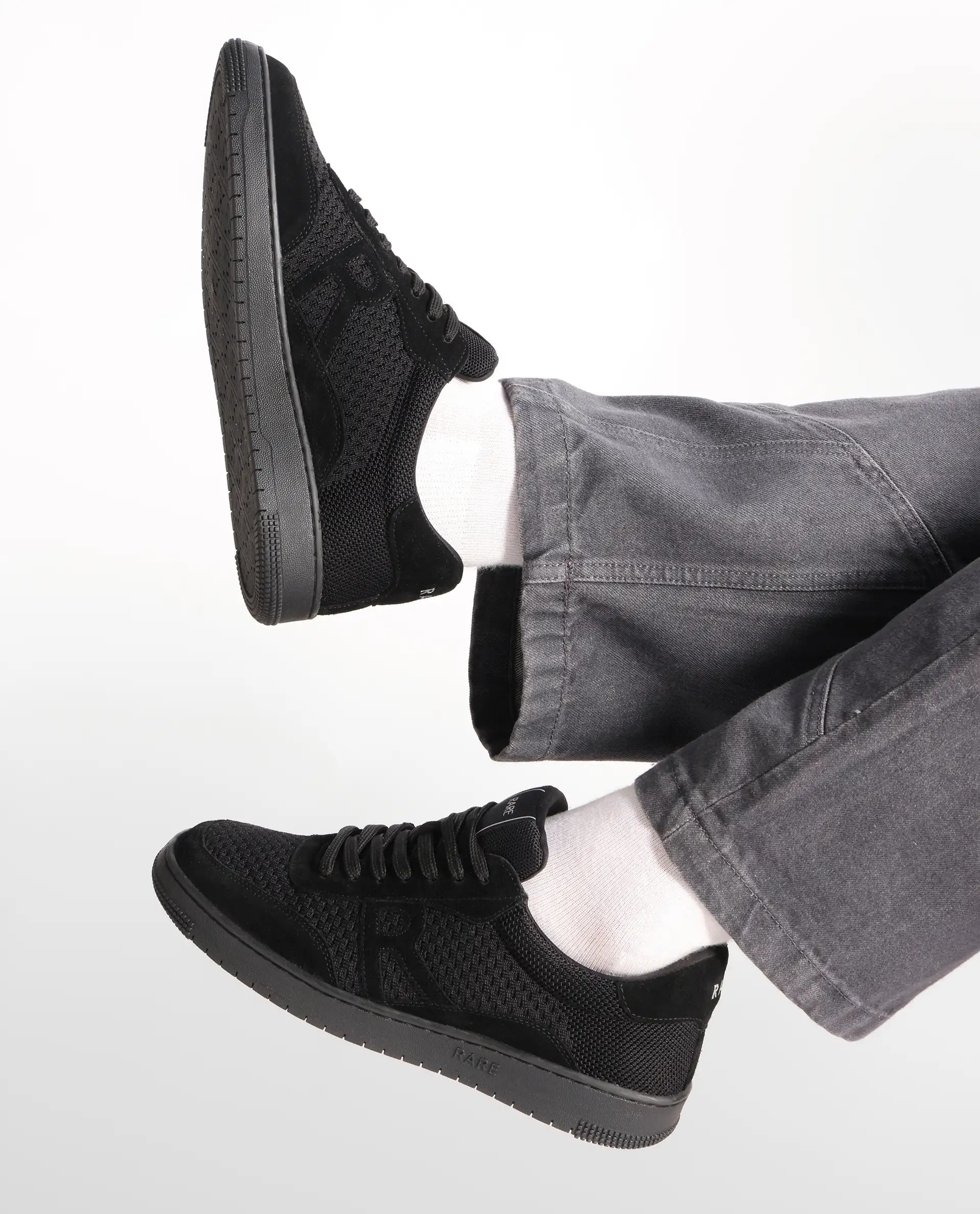 Rare Rabbit Men's Flint Black Lace-Up Closure Sneaker