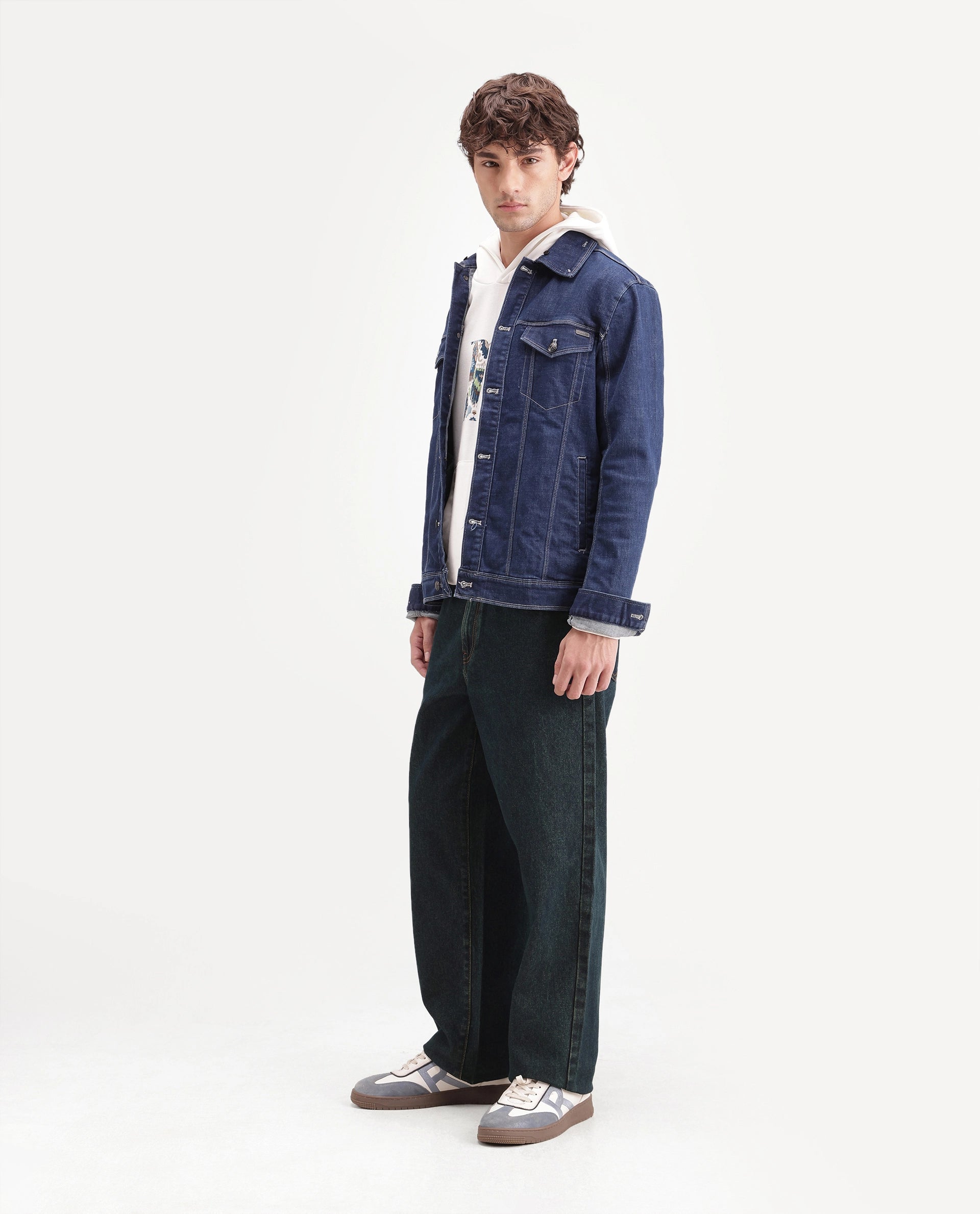 Rare Rabbit Men's Florn Dusky Blue Cotton Relaxed Plain Jeans