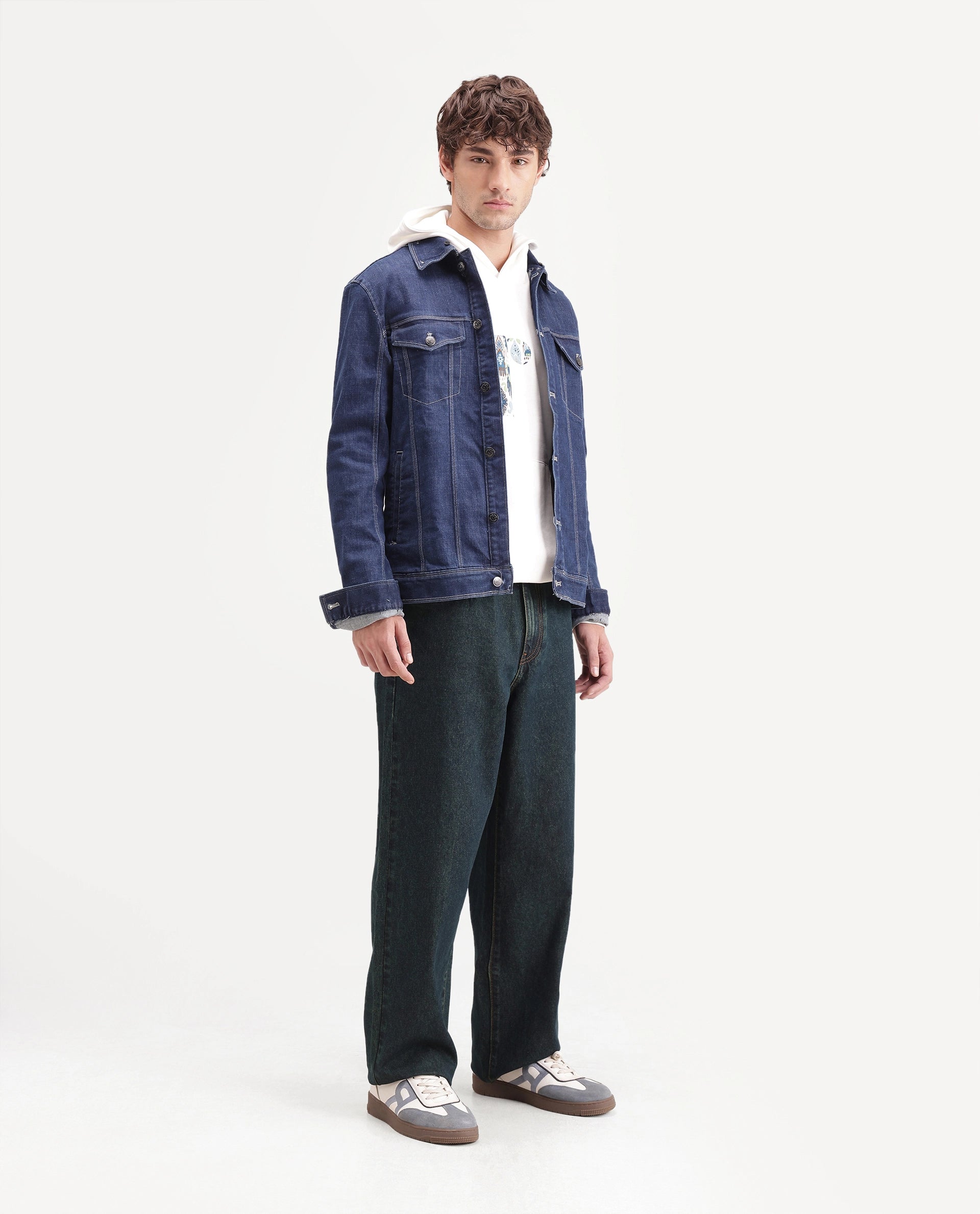 Rare Rabbit Men's Florn Dusky Blue Cotton Relaxed Plain Jeans
