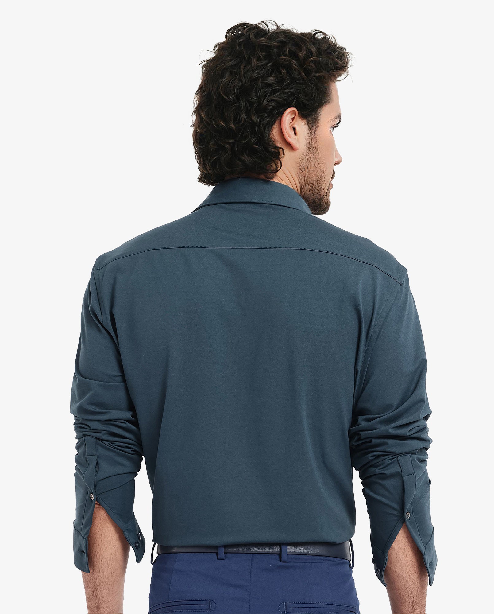 Rare Rabbit Men's Flyknit Teal Cotton Polyester Fabric Full Sleeves Knitted Solid Shirt