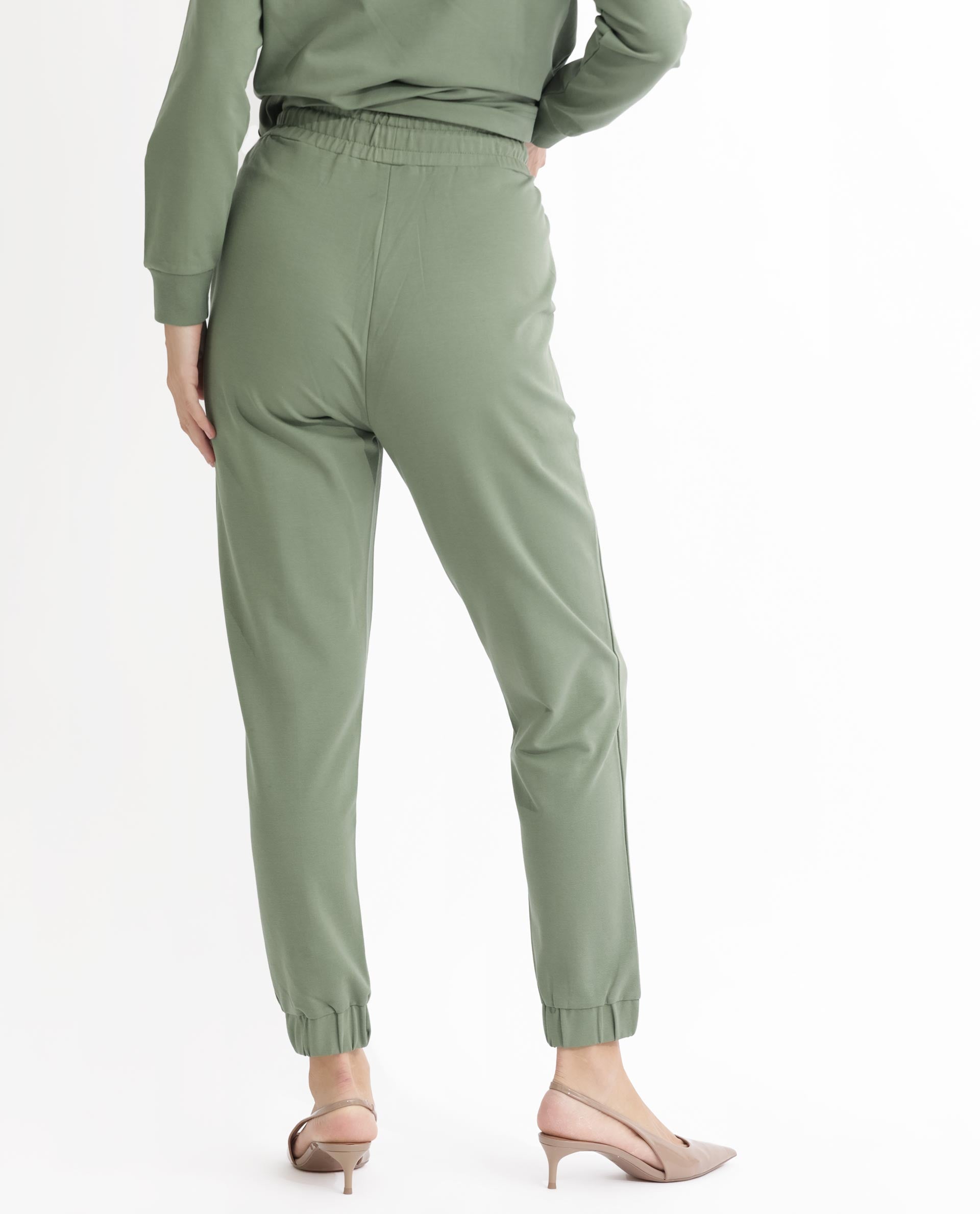 Rareism Women Flynn Dusky Green Cotton Lycra Fabric Regular Fit Full Sleeves Solid Hooded Sweatshirt