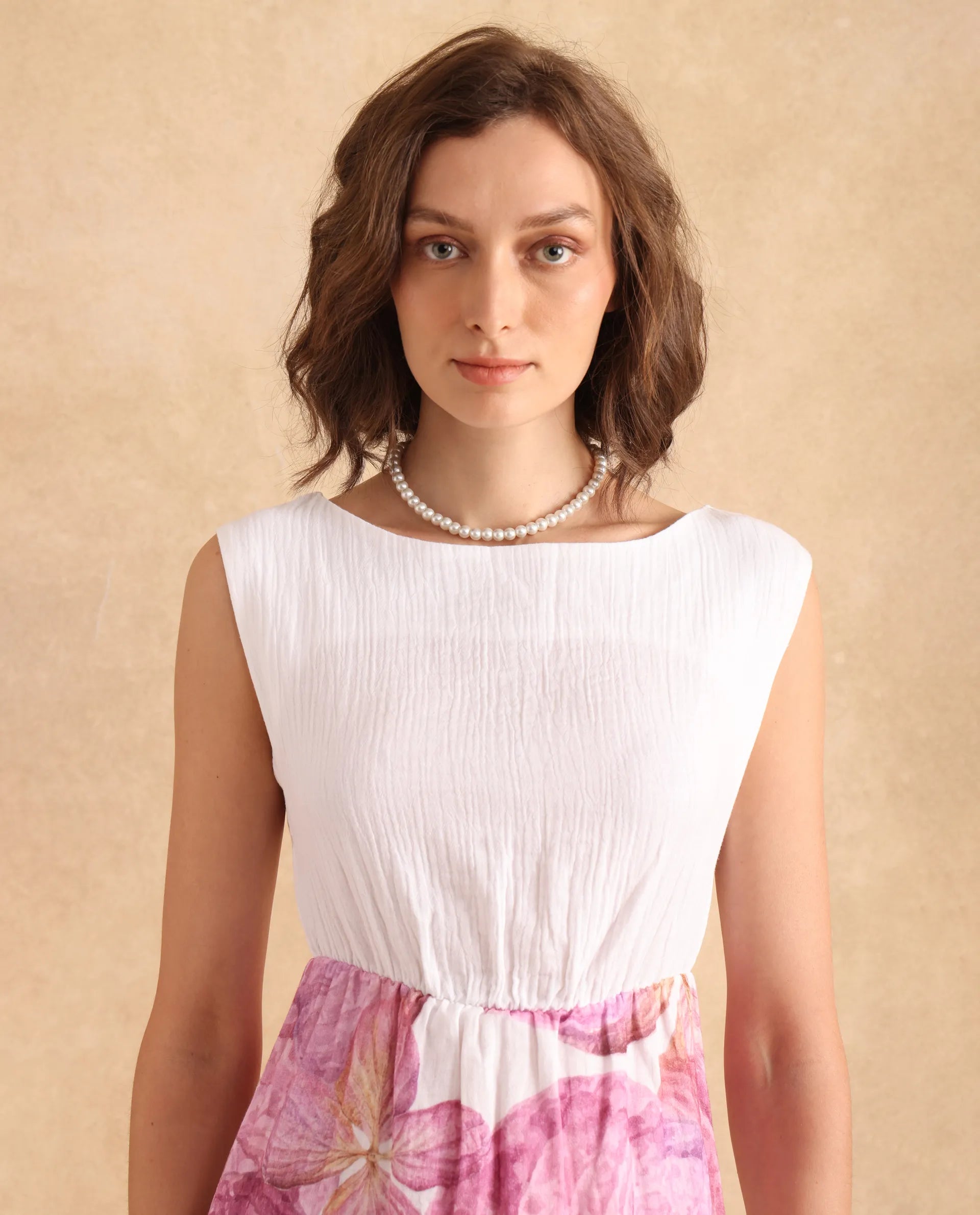 Rareism Women Fopik Light Multi Sleeveless Round Neck Fit And Flare Knee Length Floral Print Dress