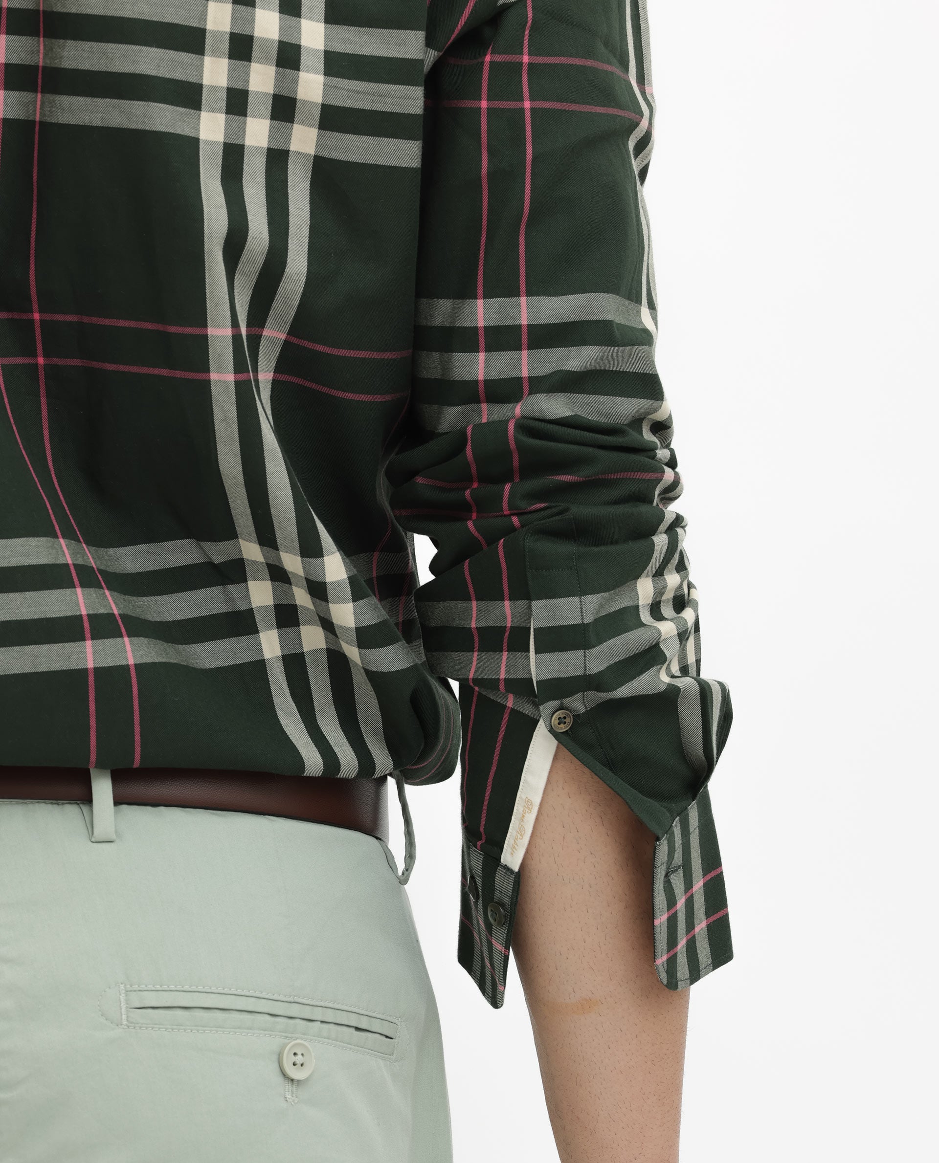 Rare Rabbit Mens Forman Dark Green Full Sleeve Cotton Checks Print Shirt