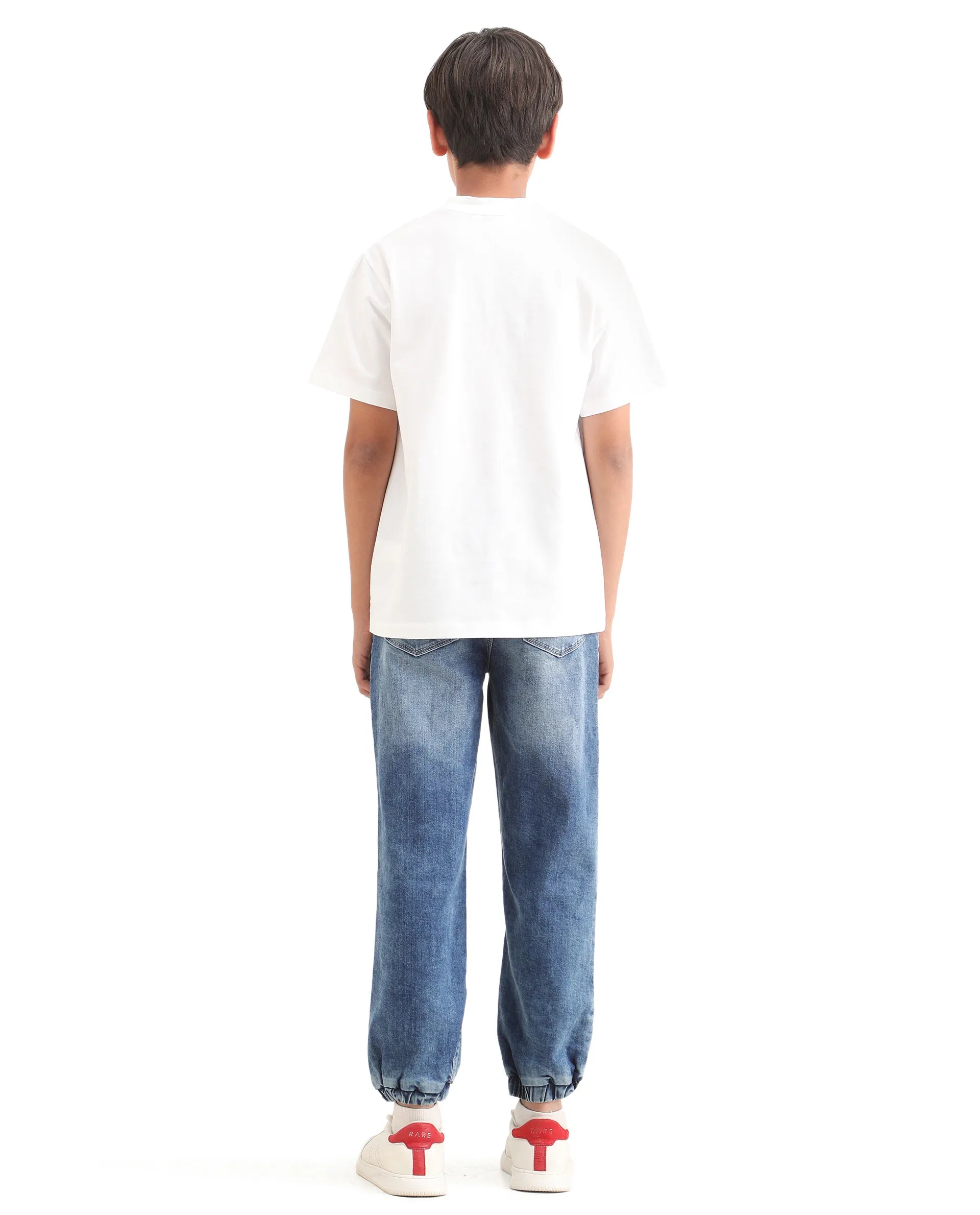 Rare Ones Kids Fox Light Blue Cotton Solid Slim Fit Denim Pant