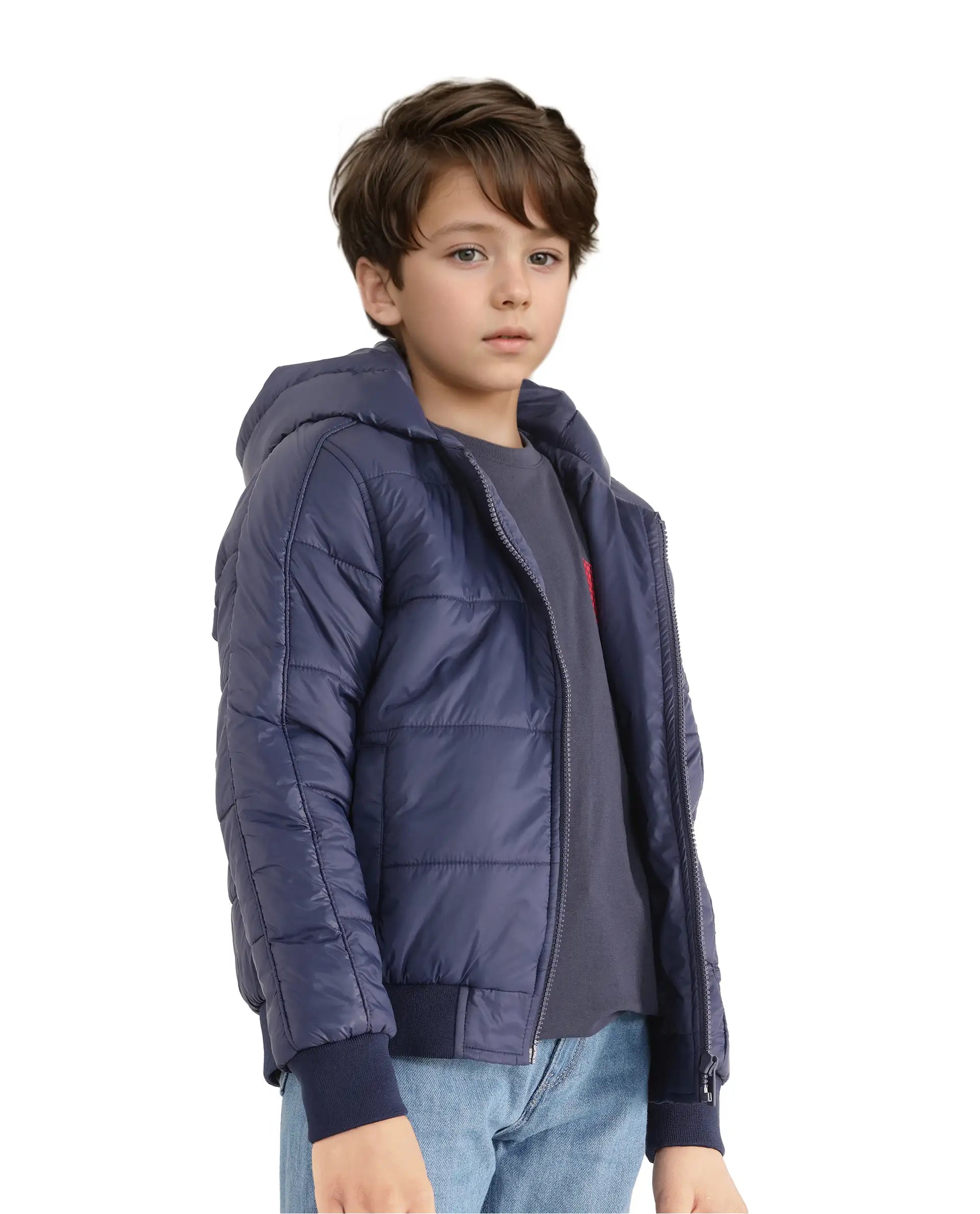 Rare Ones Kids Frant Dark Blue Nylon Full Sleeve Solid Jacket