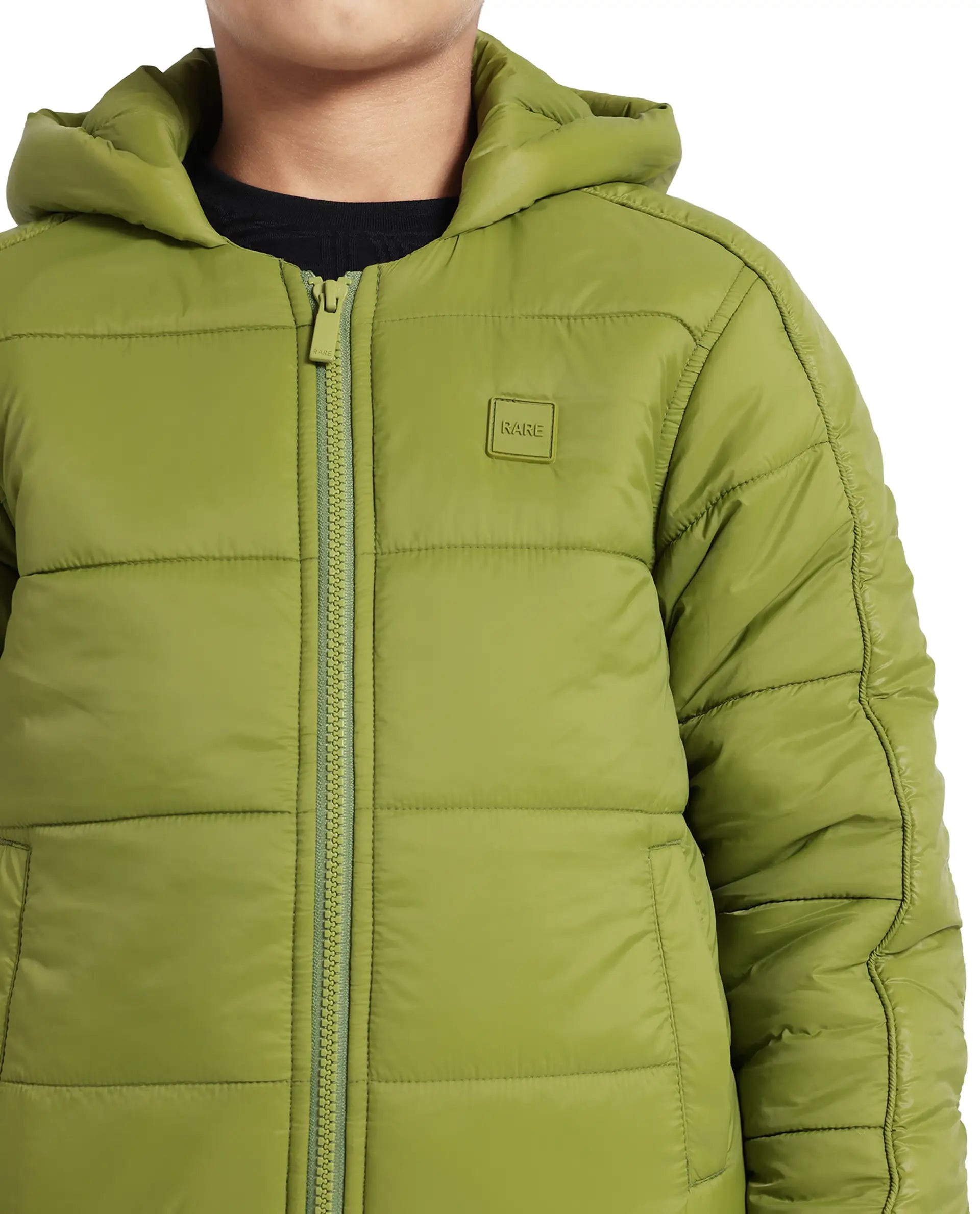 Rare Ones Kids Frant Flouroscent Green Nylon Full Sleeve Solid Jacket