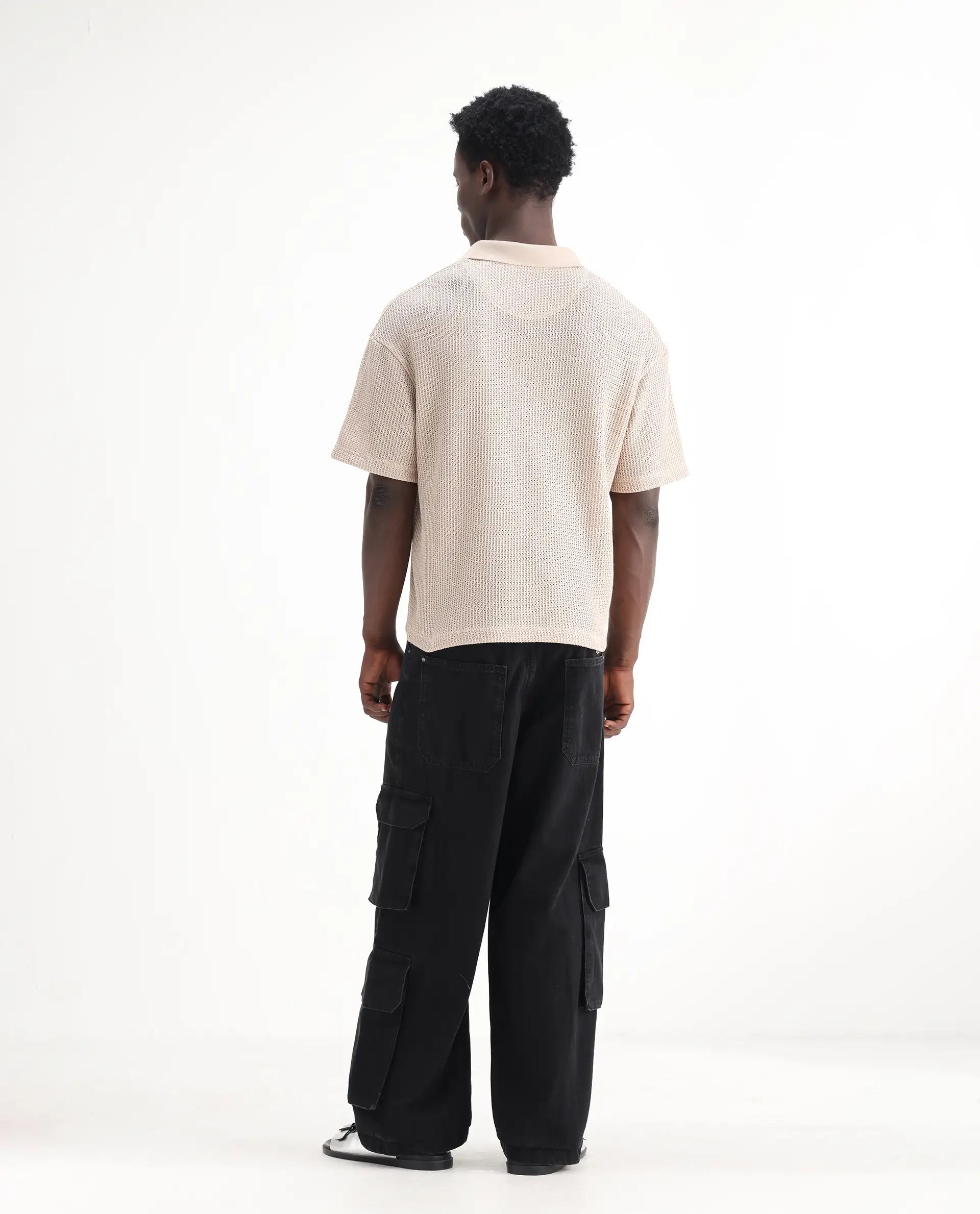 Rare Rabbit Men's Freks Black Cotton Plain Baggy Fit Jeans