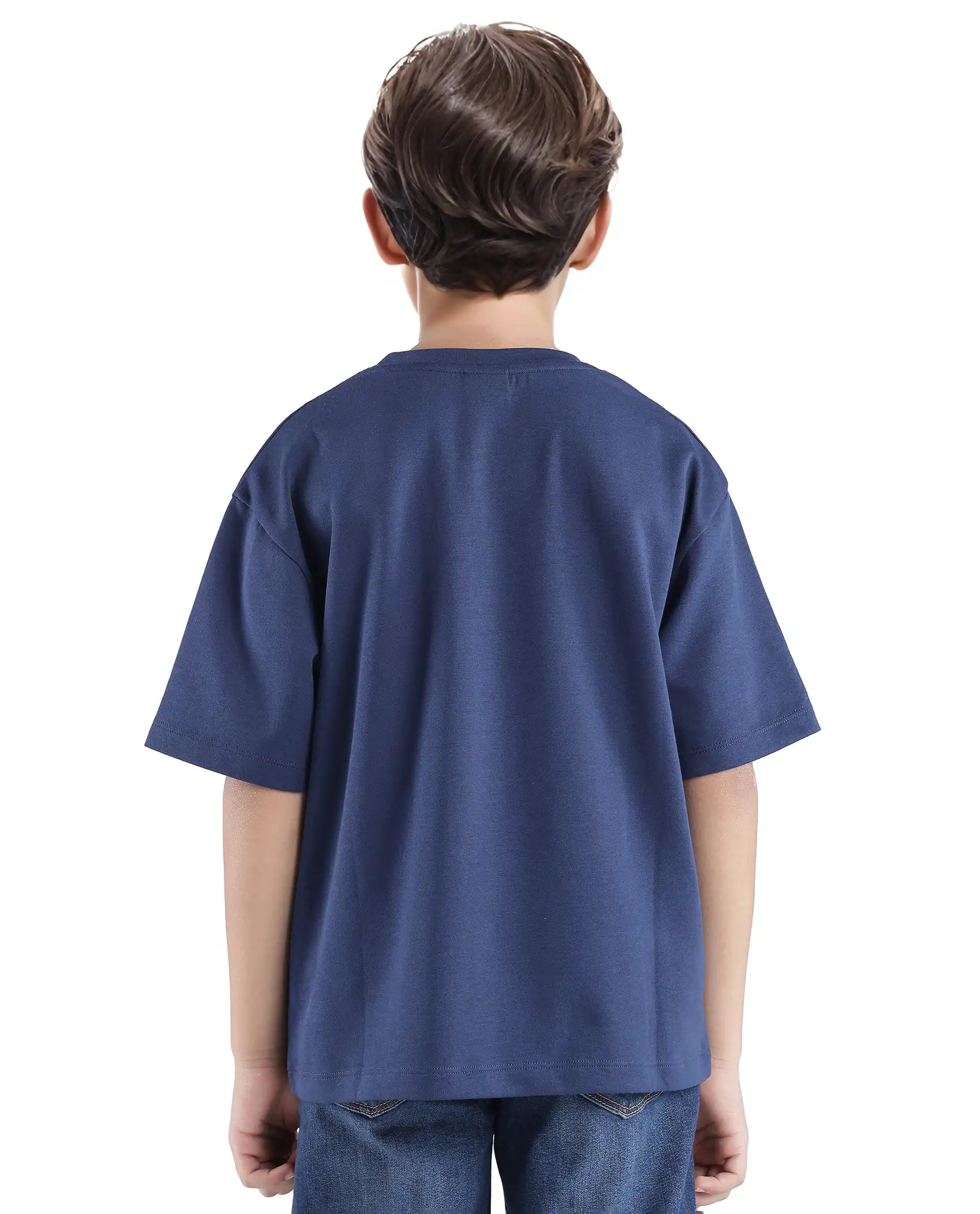 Rare Ones Kids Frodo Navy Cotton Poly Short Sleeve Crew Neck Towel Embroidery T-Shirt