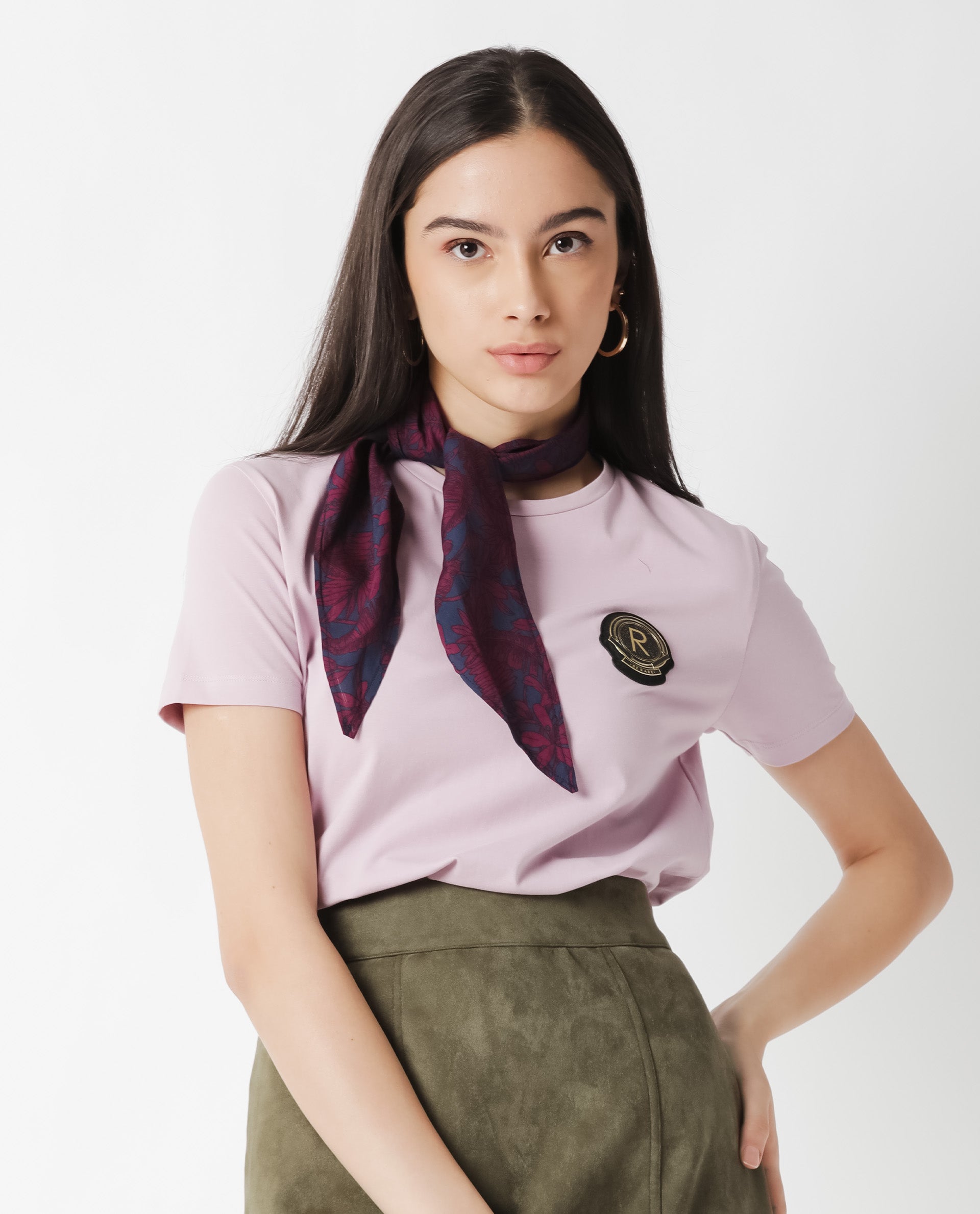 Rareism Women Fuji Pink Cotton Fabric Regular Fit Half Sleeves Graphic Print Crew Neck T-Shirt