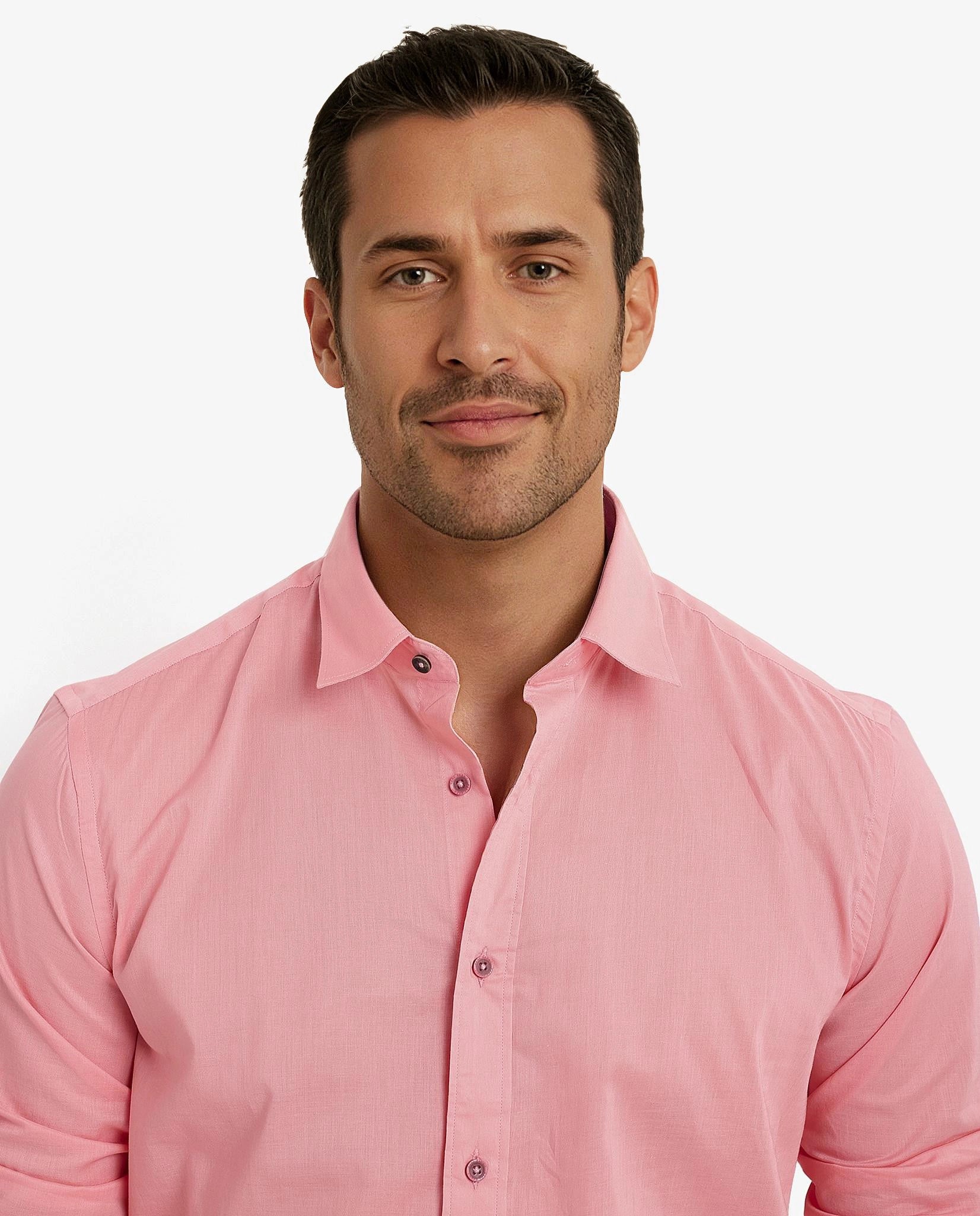 Rare Rabbit Men's Fullslee Coral Cotton Fabric Full Sleeves Solid Shirt