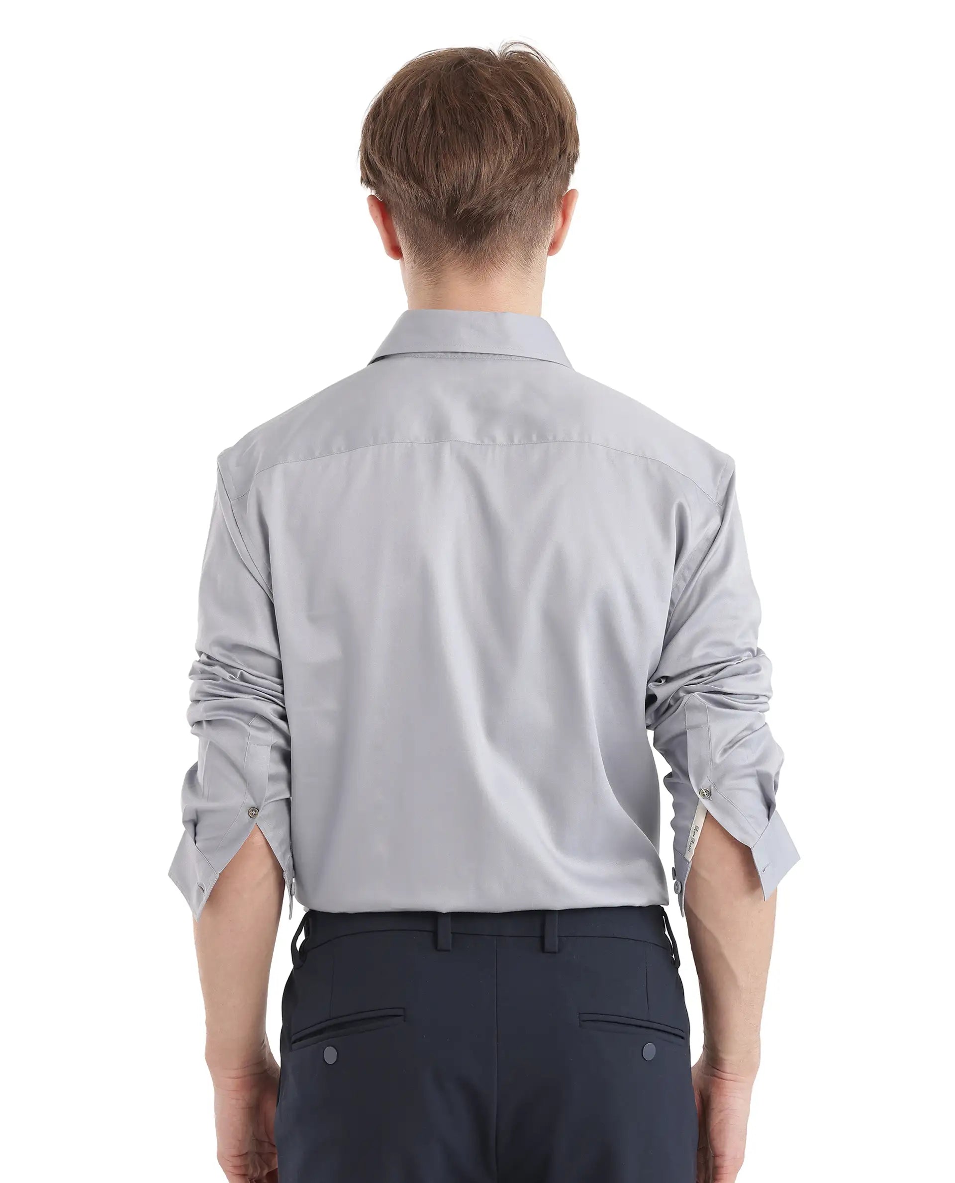 Rare Rabbit Men's Fury Light Blue Cotton Fabric Full Sleeve Collared Neck Button Closure Relaxed Fit Plain Shirt