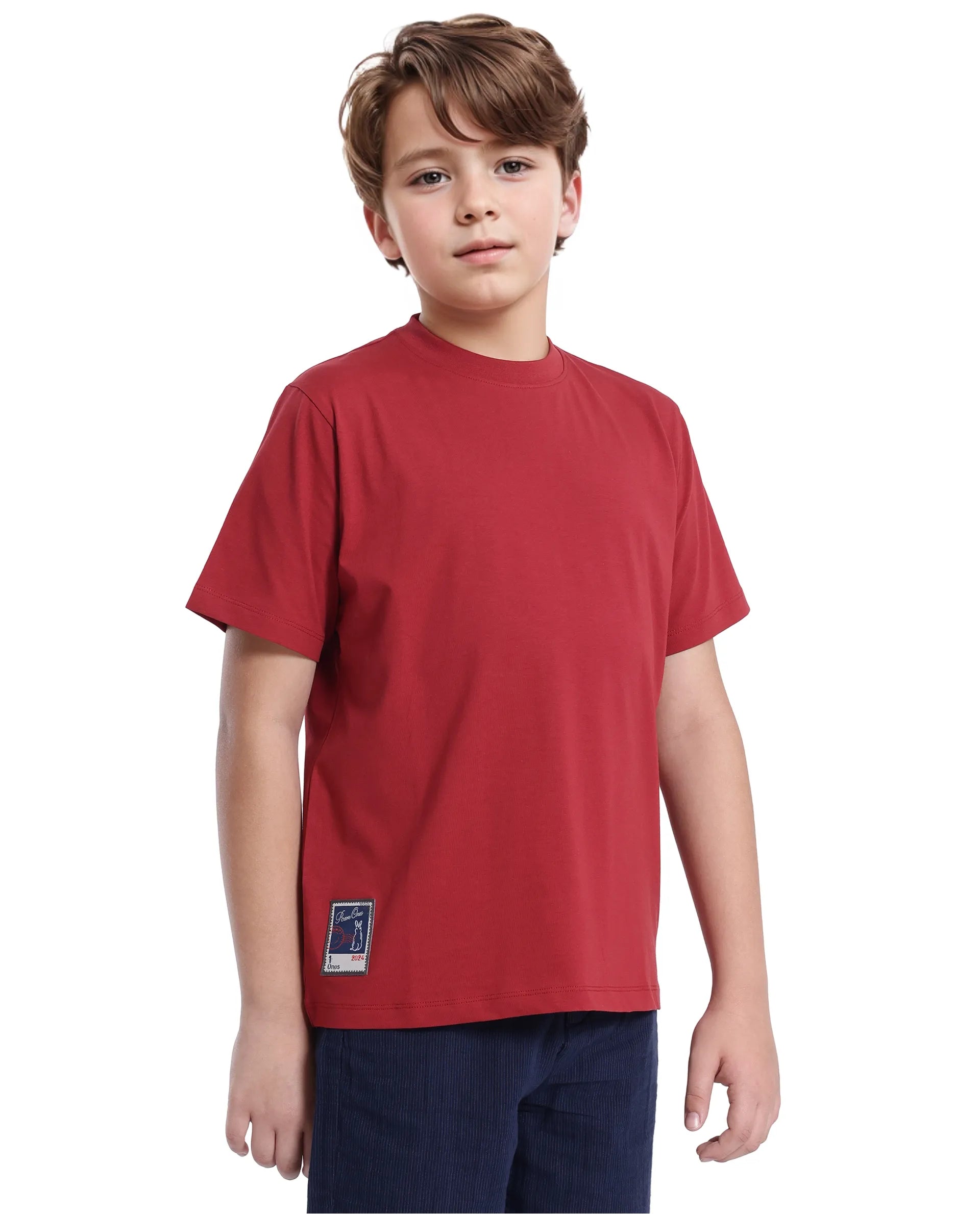 Rare Ones Kids Fury Red Cotton Blend Short Sleeve Crew Neck Printed T-Shirt