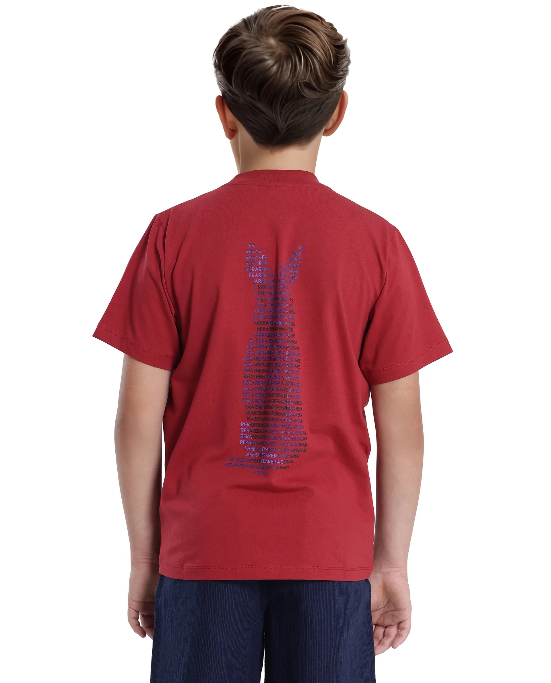 Rare Ones Kids Fury Red Cotton Blend Short Sleeve Crew Neck Printed T-Shirt