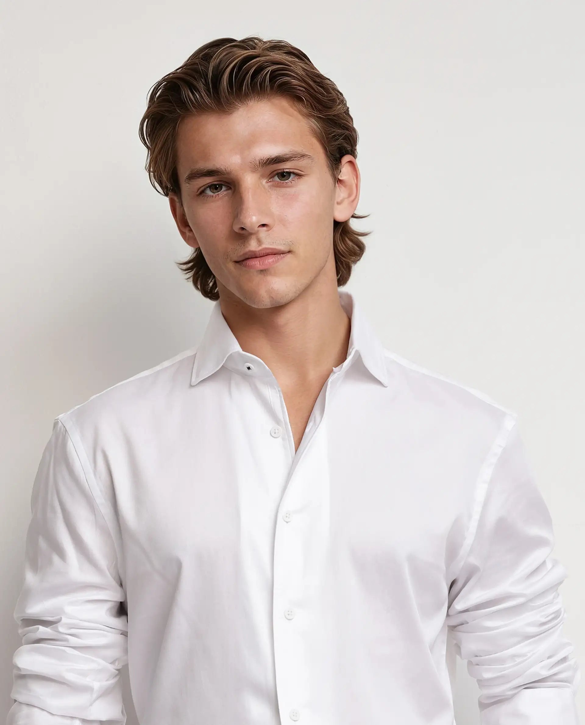Rare Rabbit Men Fury White Cotton Fabric Full Sleeves Collared Neck Button Closure Regular Fit Plain Shirt