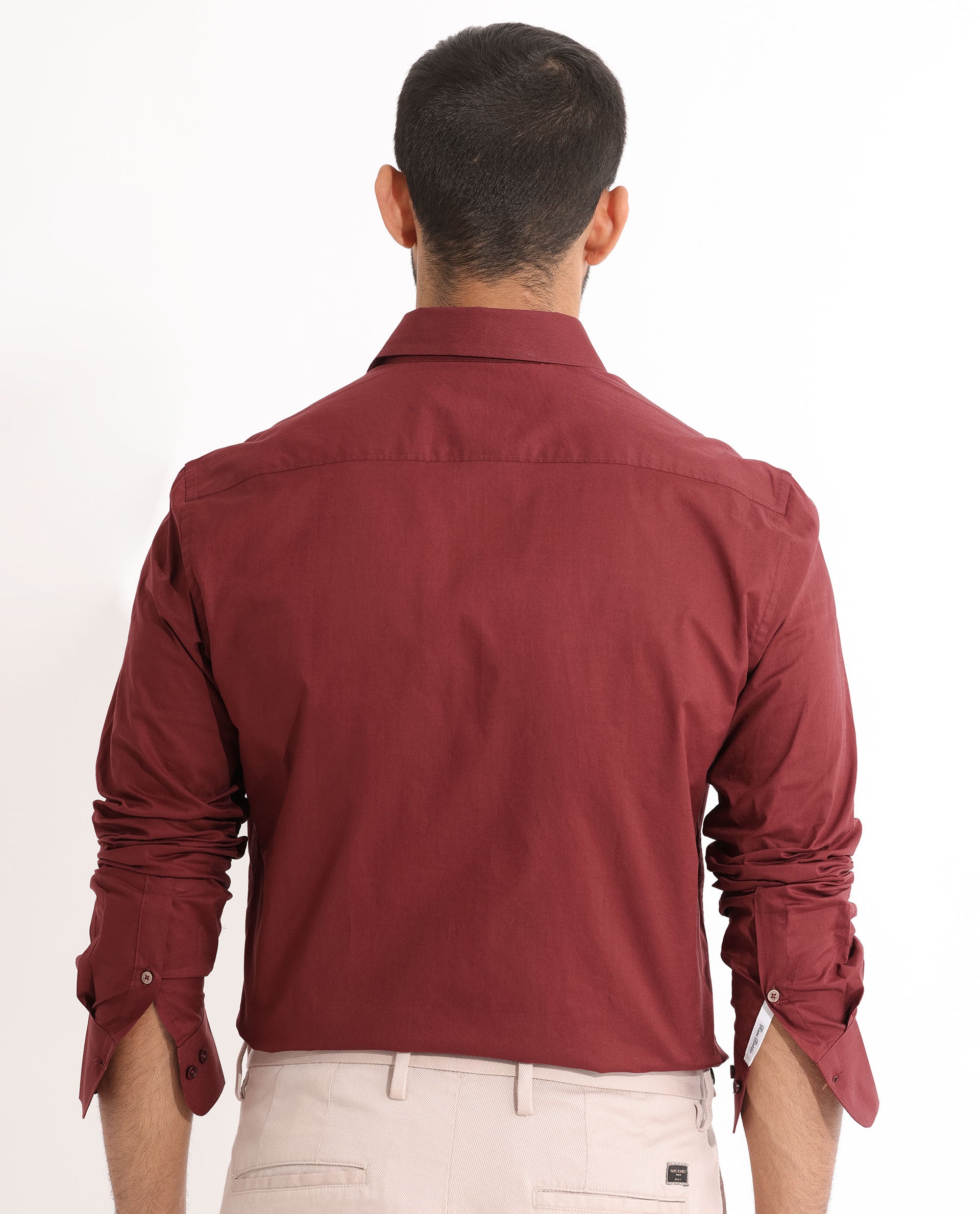 Rare Rabbit Men's Fullslee Maroon Cotton Fabric Full Sleeves Solid Shirt