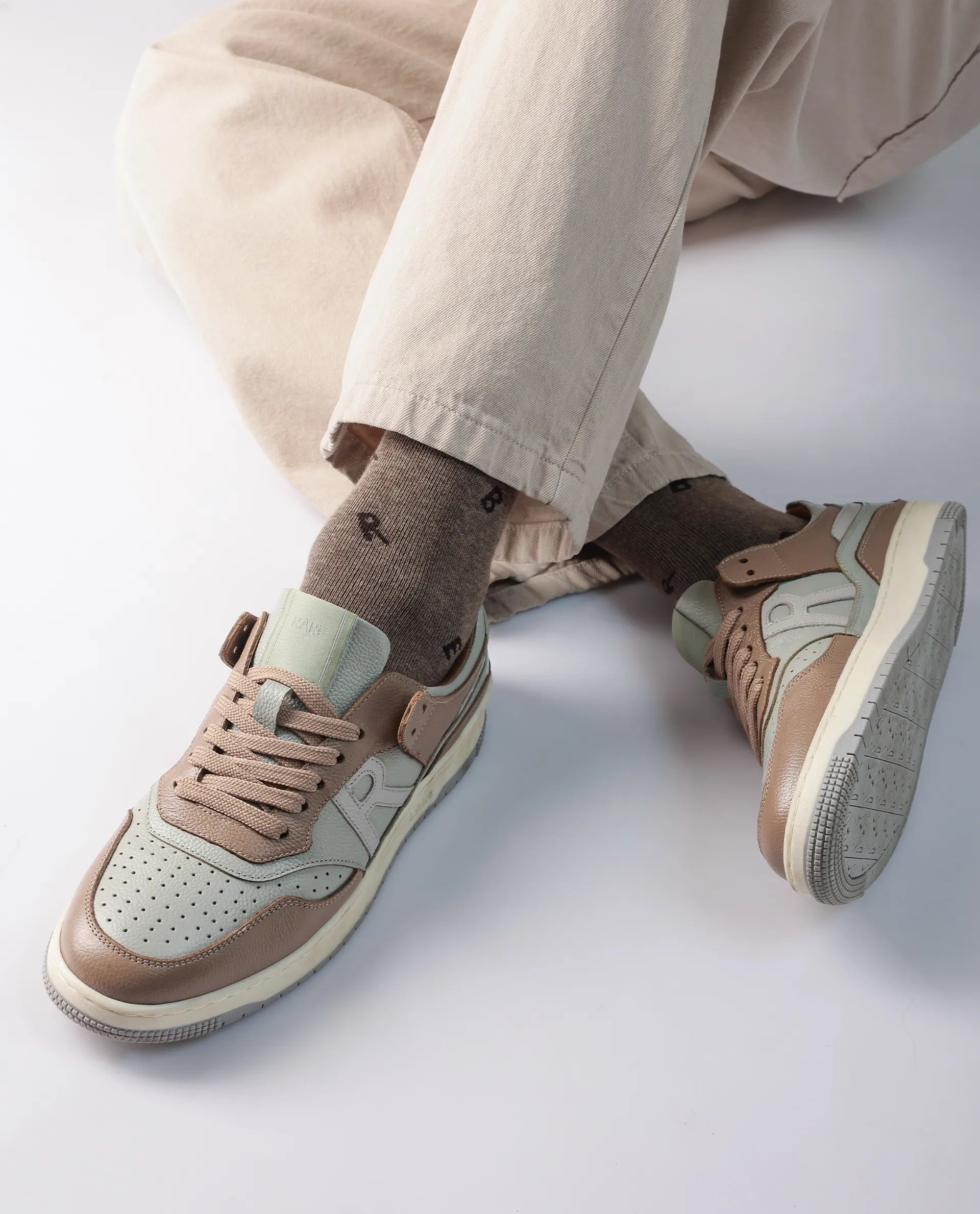 Rare Rabbit Men's Gabbs Green Plain Shoes