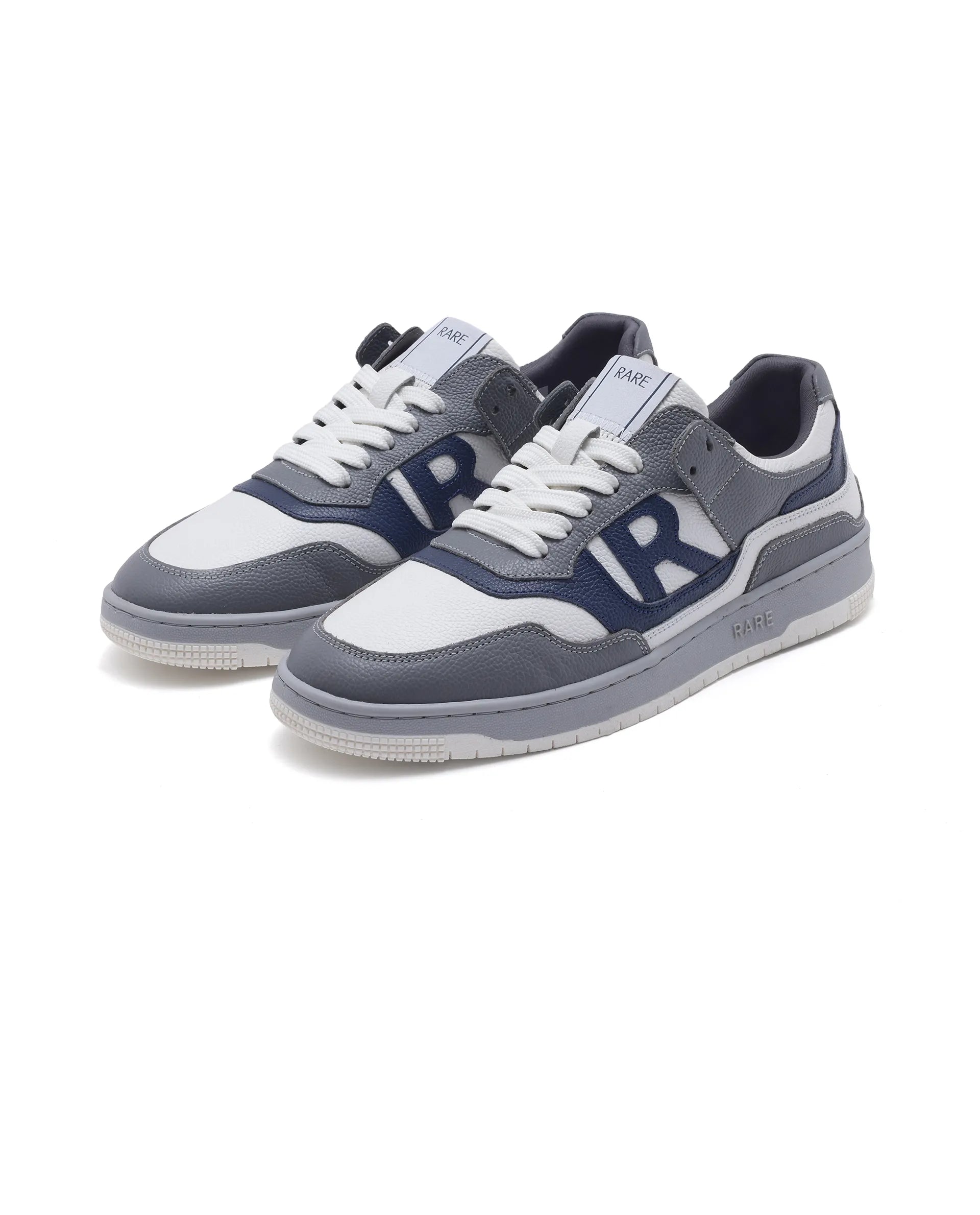 Rare Rabbit Men's Gabriel White Genuine Leather Lycra Lining Dual Tone Lace-Up Low-Top Sneaker Shoes