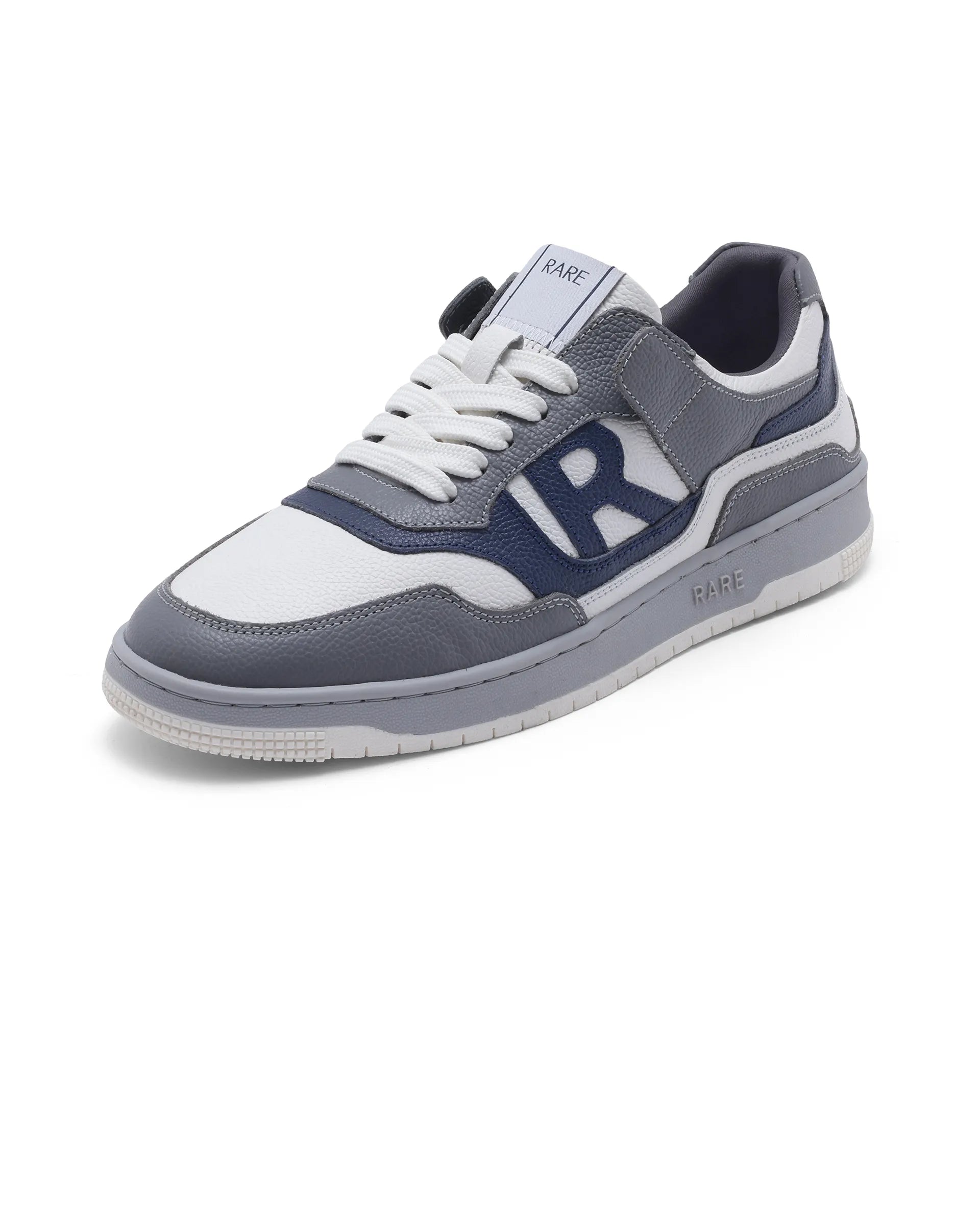 Rare Rabbit Men's Gabriel White Genuine Leather Lycra Lining Dual Tone Lace-Up Low-Top Sneaker Shoes