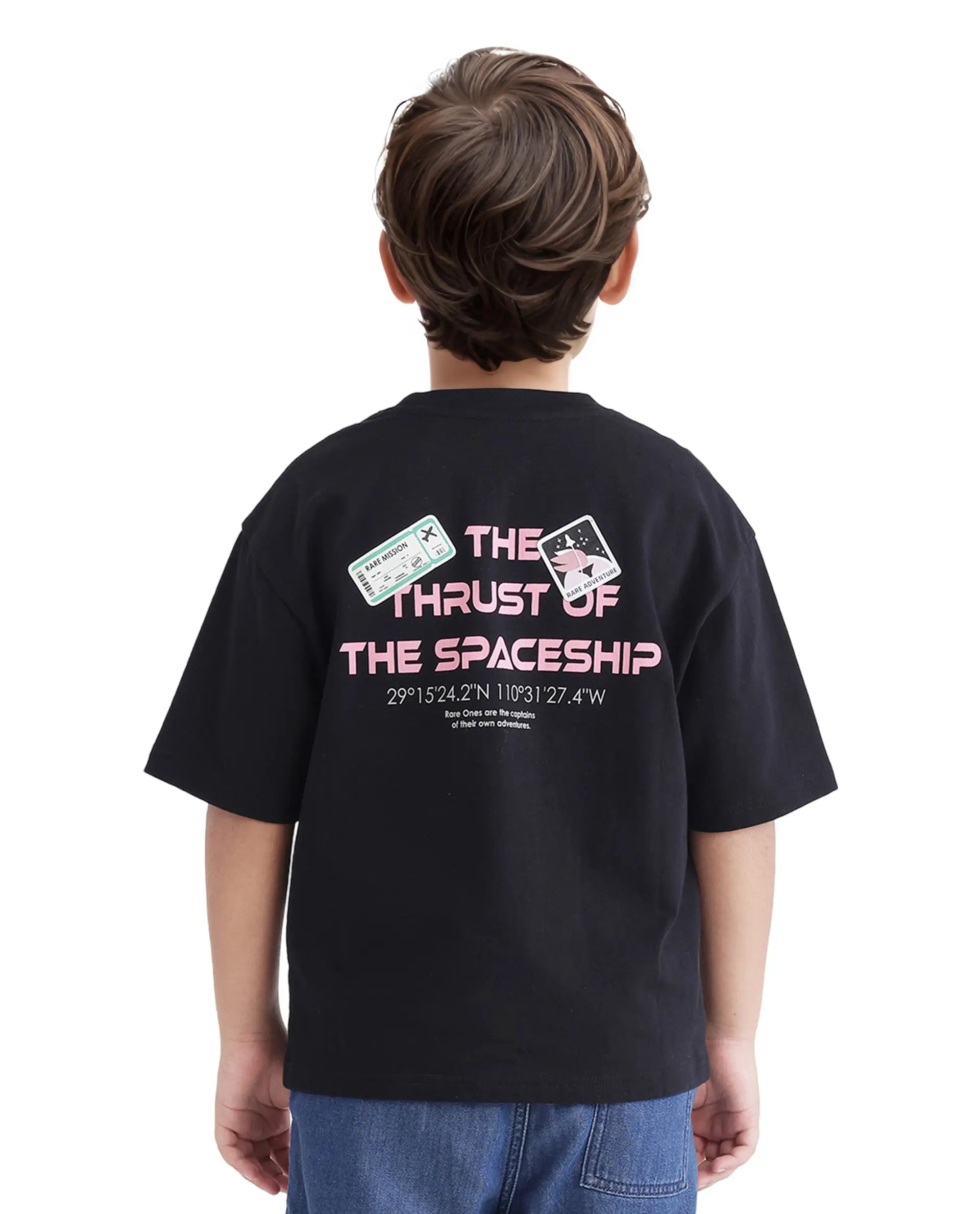 Rare Ones Kids Galet Black Cotton Short Sleeve Crew Neck Print T-Shirt