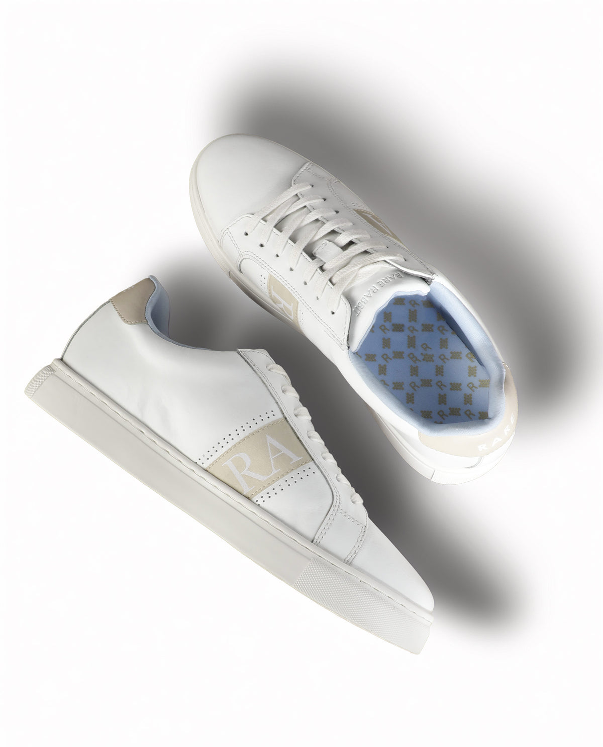 Rare Rabbit Men's Galileo White Round Toe Statement Branding Smart Casual Sneaker Shoes