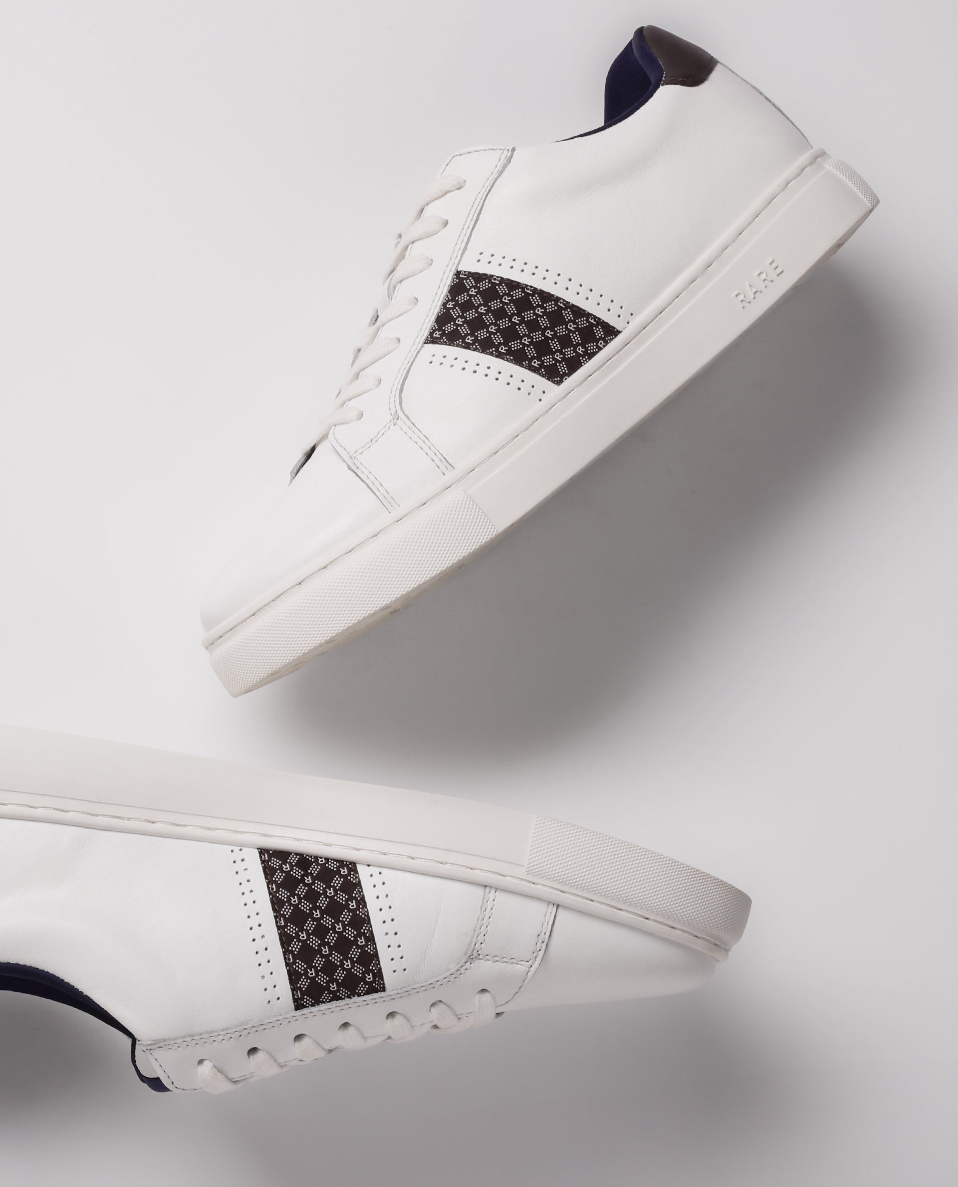 Rare Rabbit Men's Galileo Pro White Round Toe Monogram Branding Smart Casual Sneaker Shoes