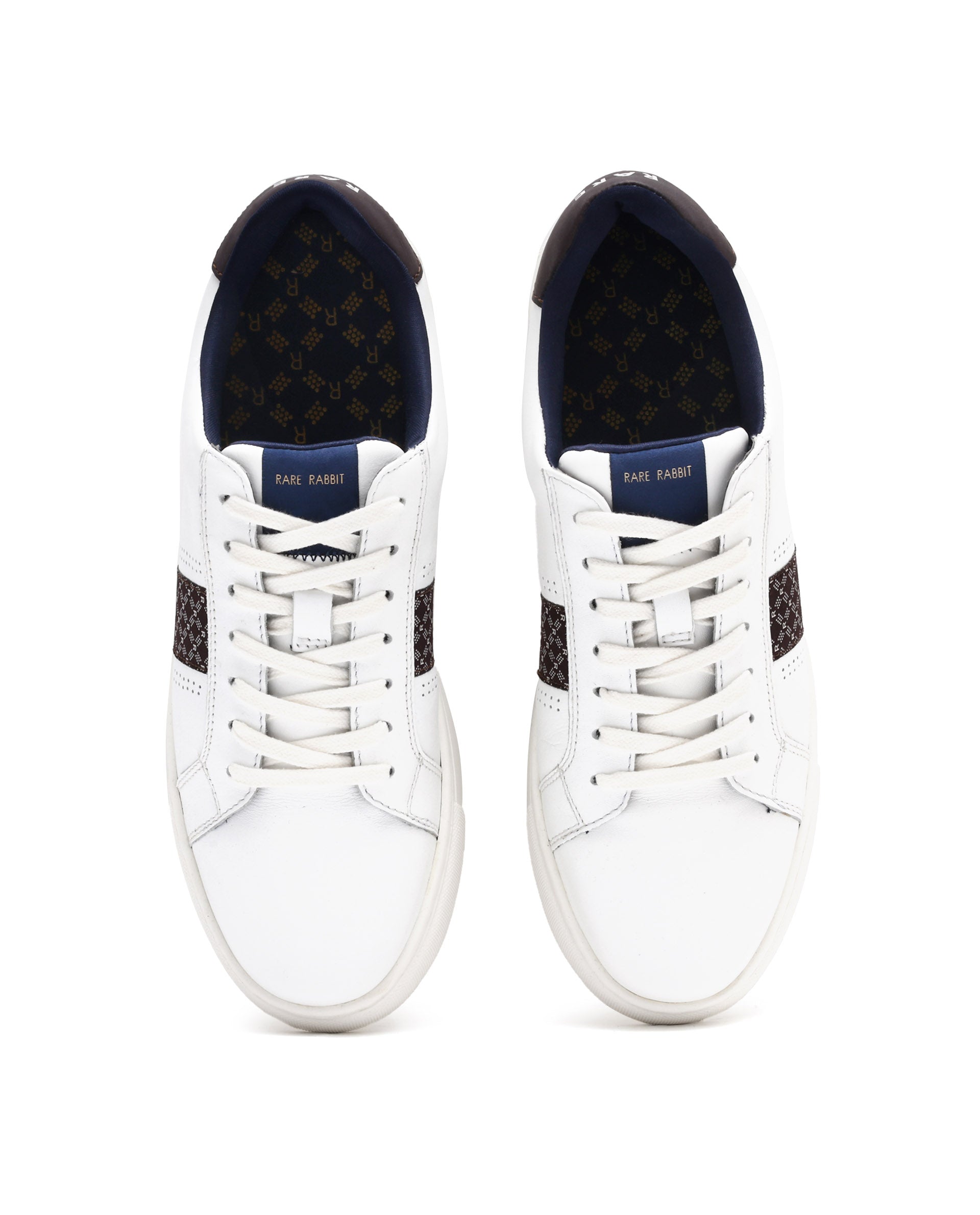 Rare Rabbit Men's Galileo Pro White Round Toe Monogram Branding Smart Casual Sneaker Shoes