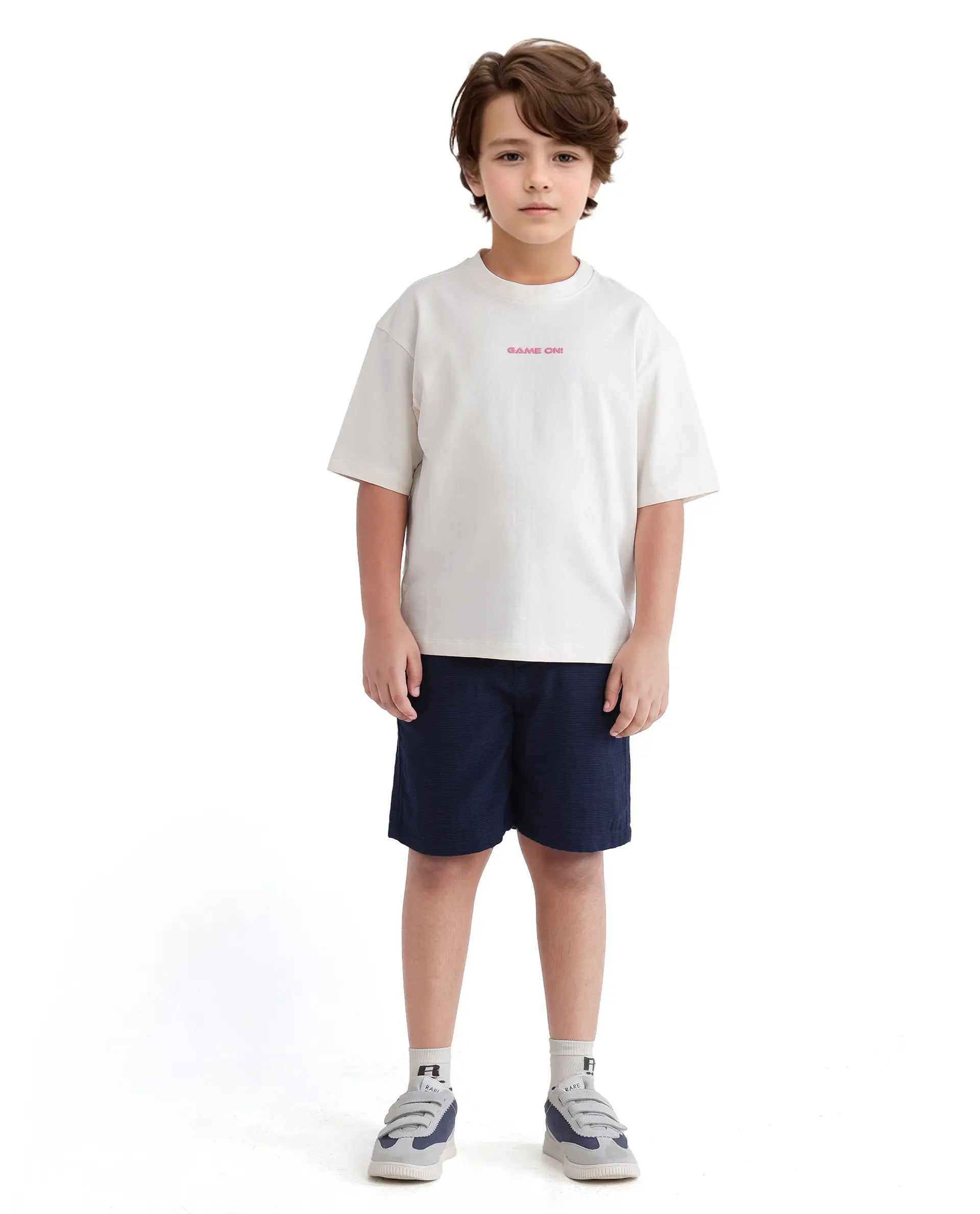 Rare Ones Kids Gamo White Cotton Short Sleeve Crew Neck Print T-Shirt