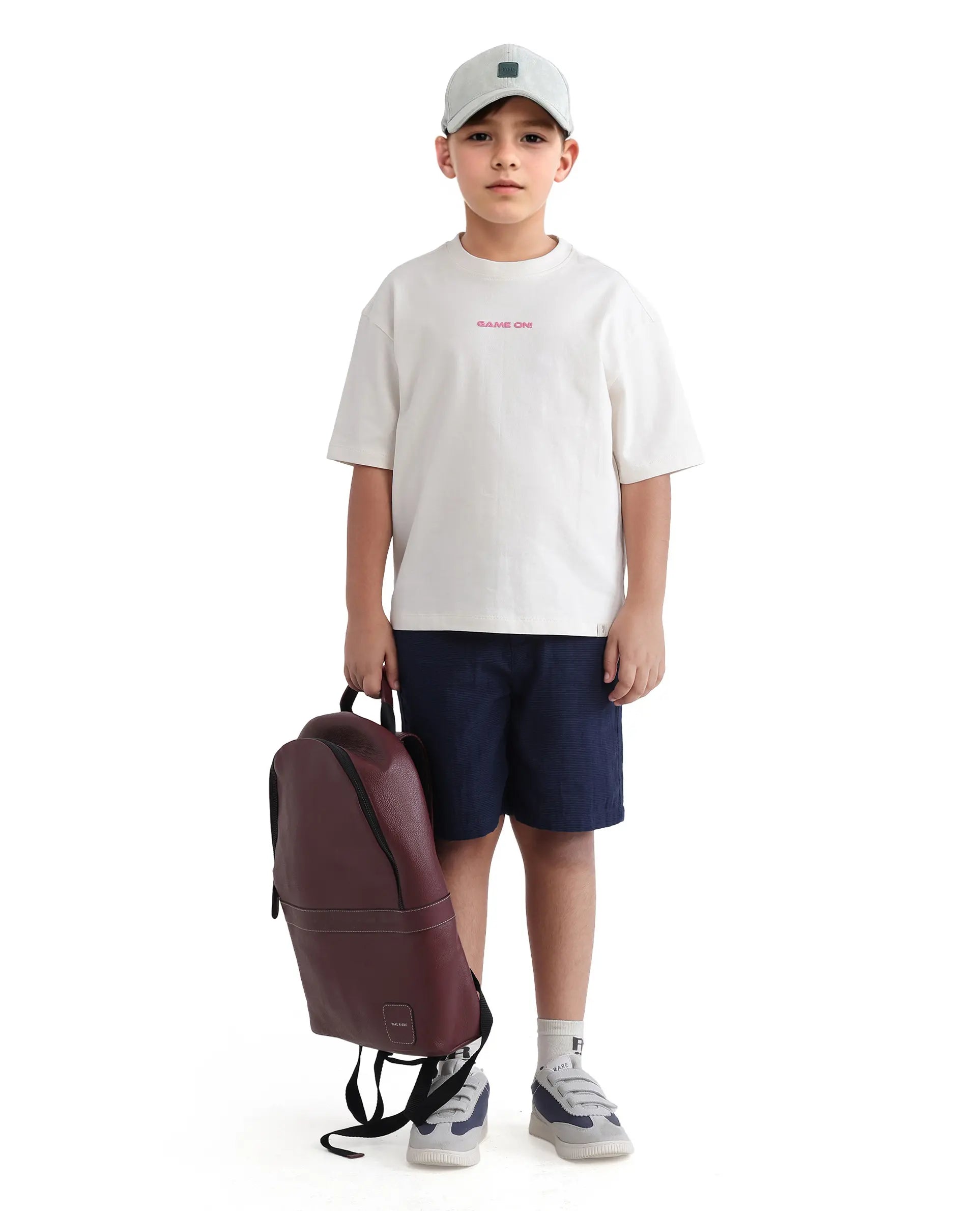 Rare Ones Kids Gamo White Cotton Short Sleeve Crew Neck Print T-Shirt