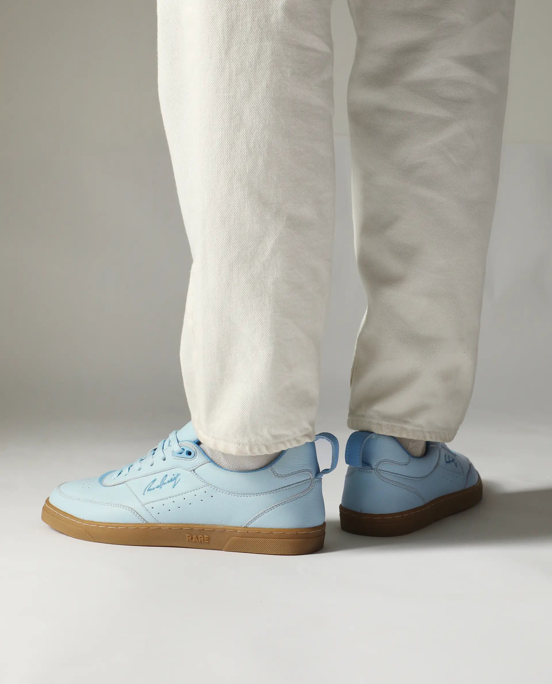 Rare Rabbit Men's Garen Blue Micro Fiber Causal Sneaker