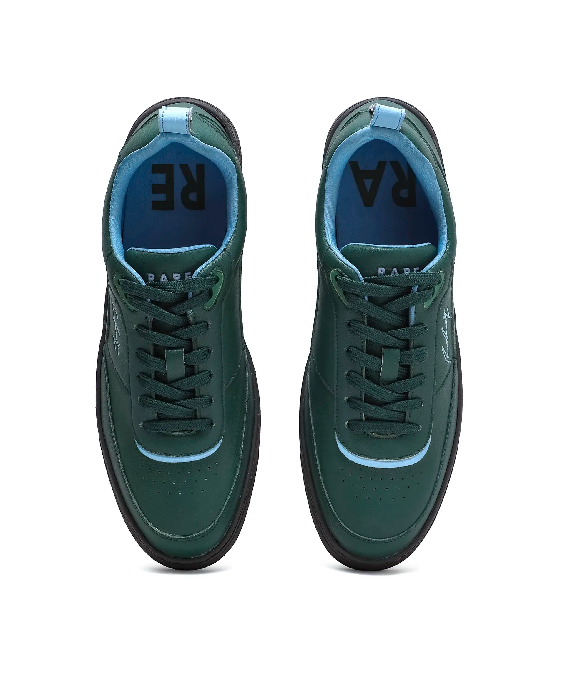 Rare Rabbit Men's Garen Dark Green Micro Fiber Causal Sneaker