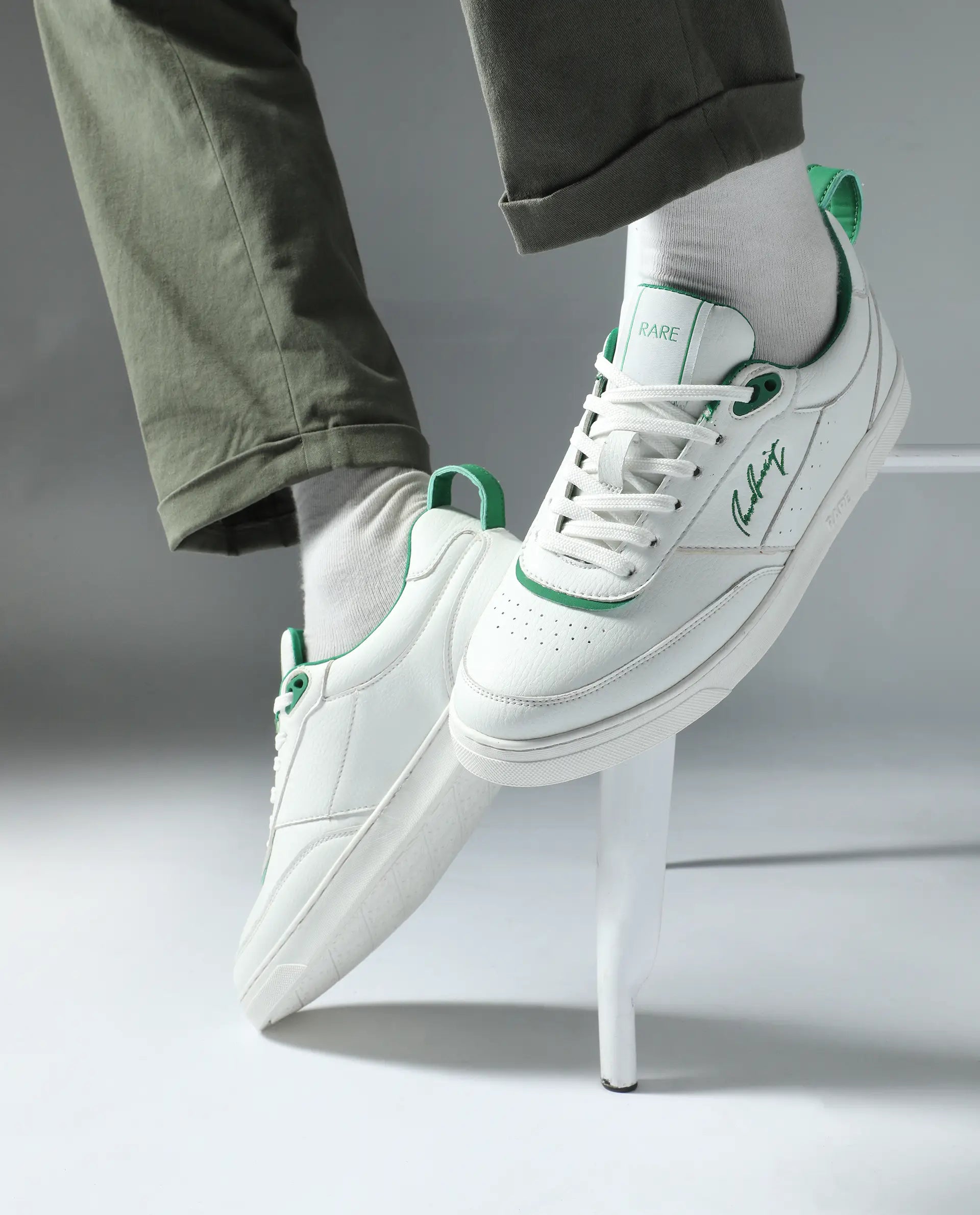 Rare Rabbit Men's Garen Green Micro Fiber Causal Sneaker