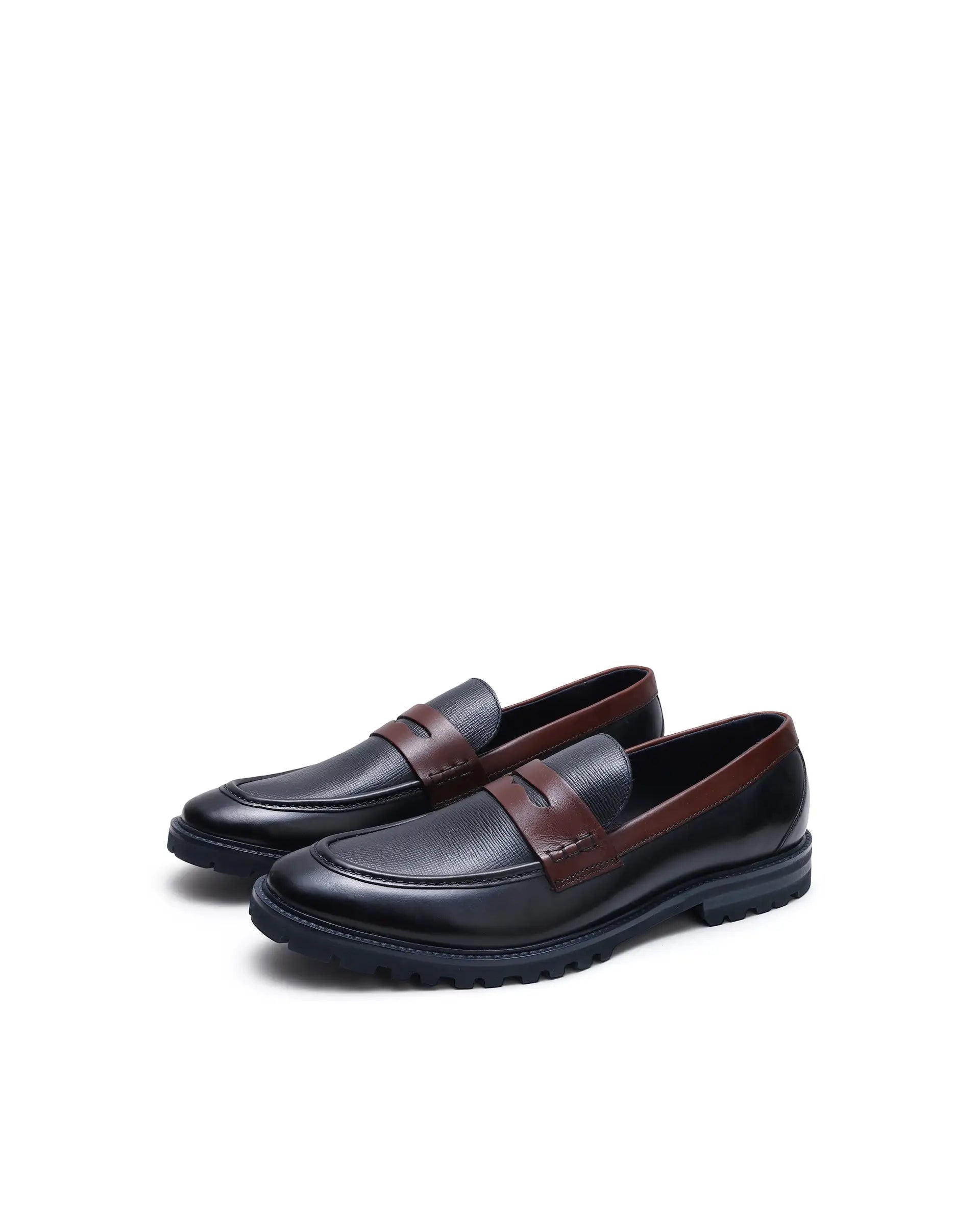 Rare Rabbit Men's Garfield Navy Leather Mocassin