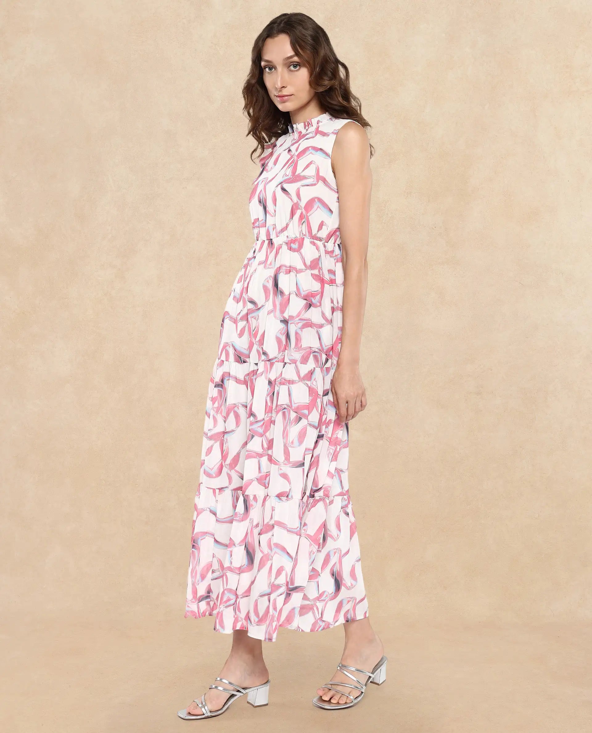 Rareism Women Garp White Printed Dress