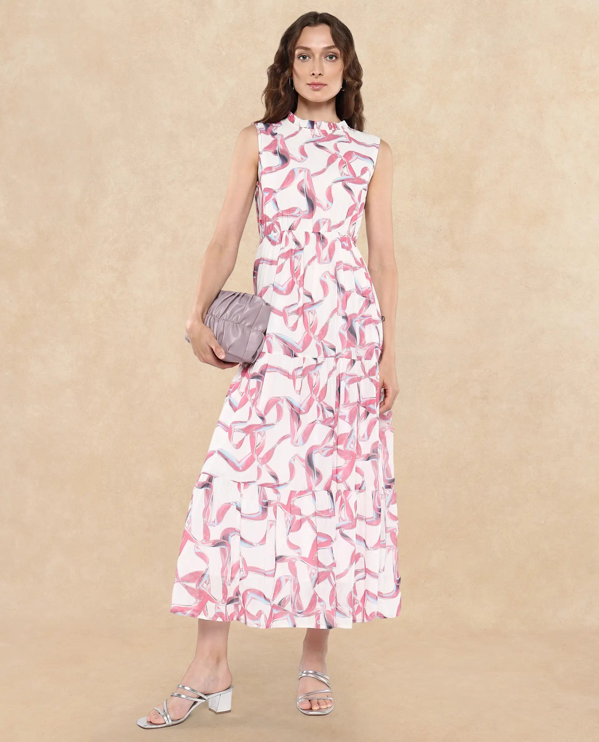 Rareism Women Garp White Printed Dress