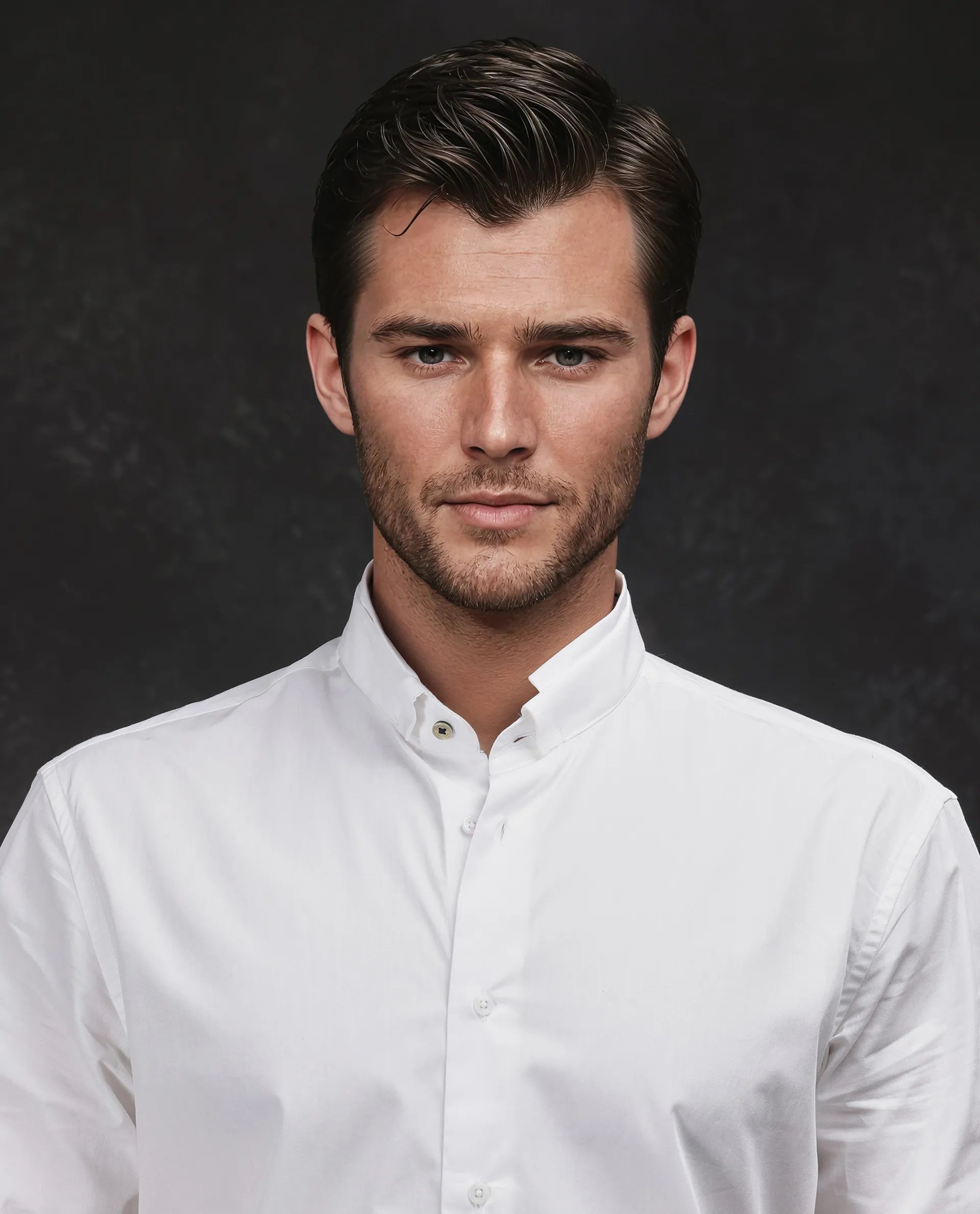 Rare Rabbit Men Garry White Cotton Fabric Full Sleeves Mandarin Collar Relaxed Fit Plain Shirt