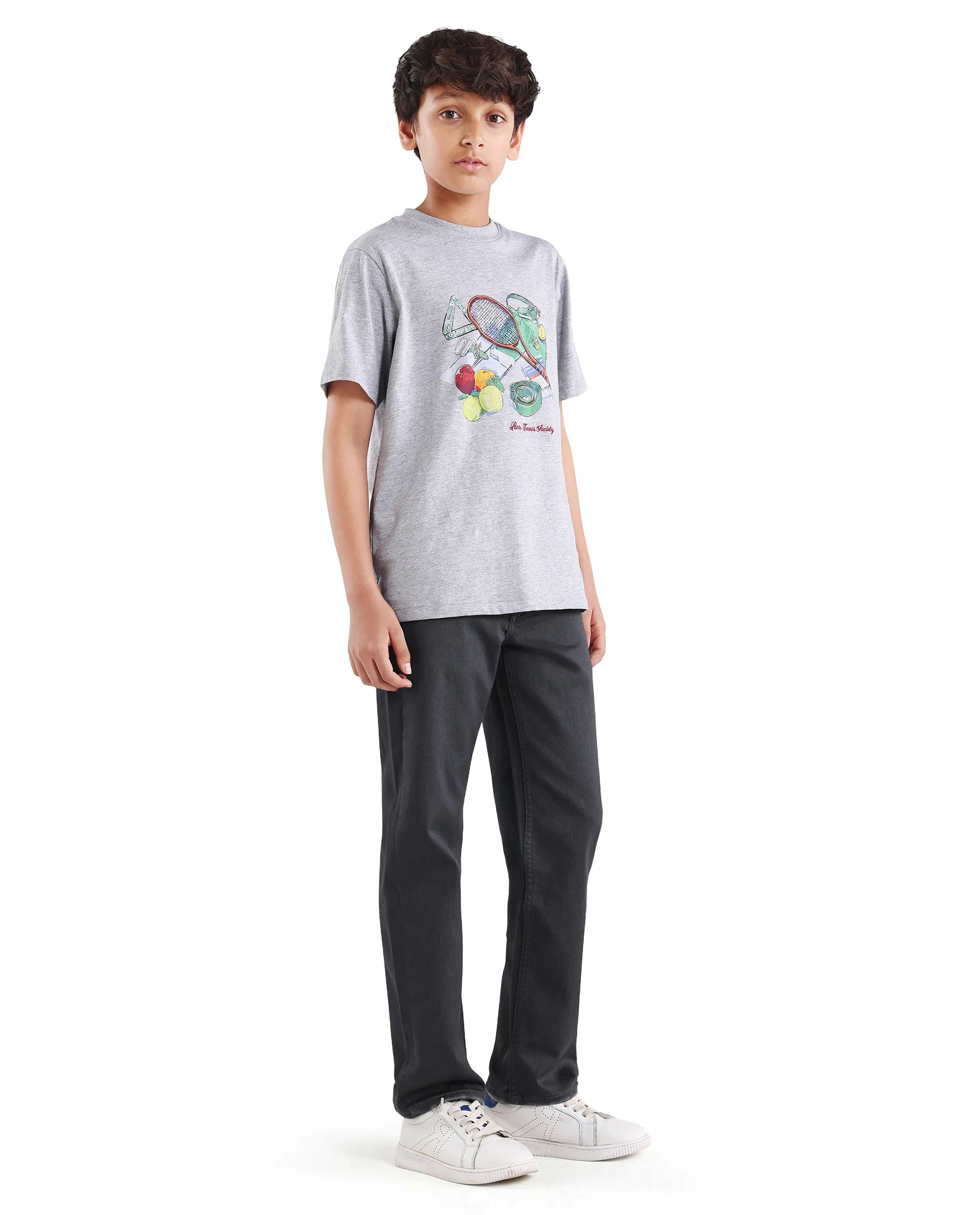 Rare Ones Kids Gavin Grey Cotton Blend Shank Button Closure Regular Fit Jeans