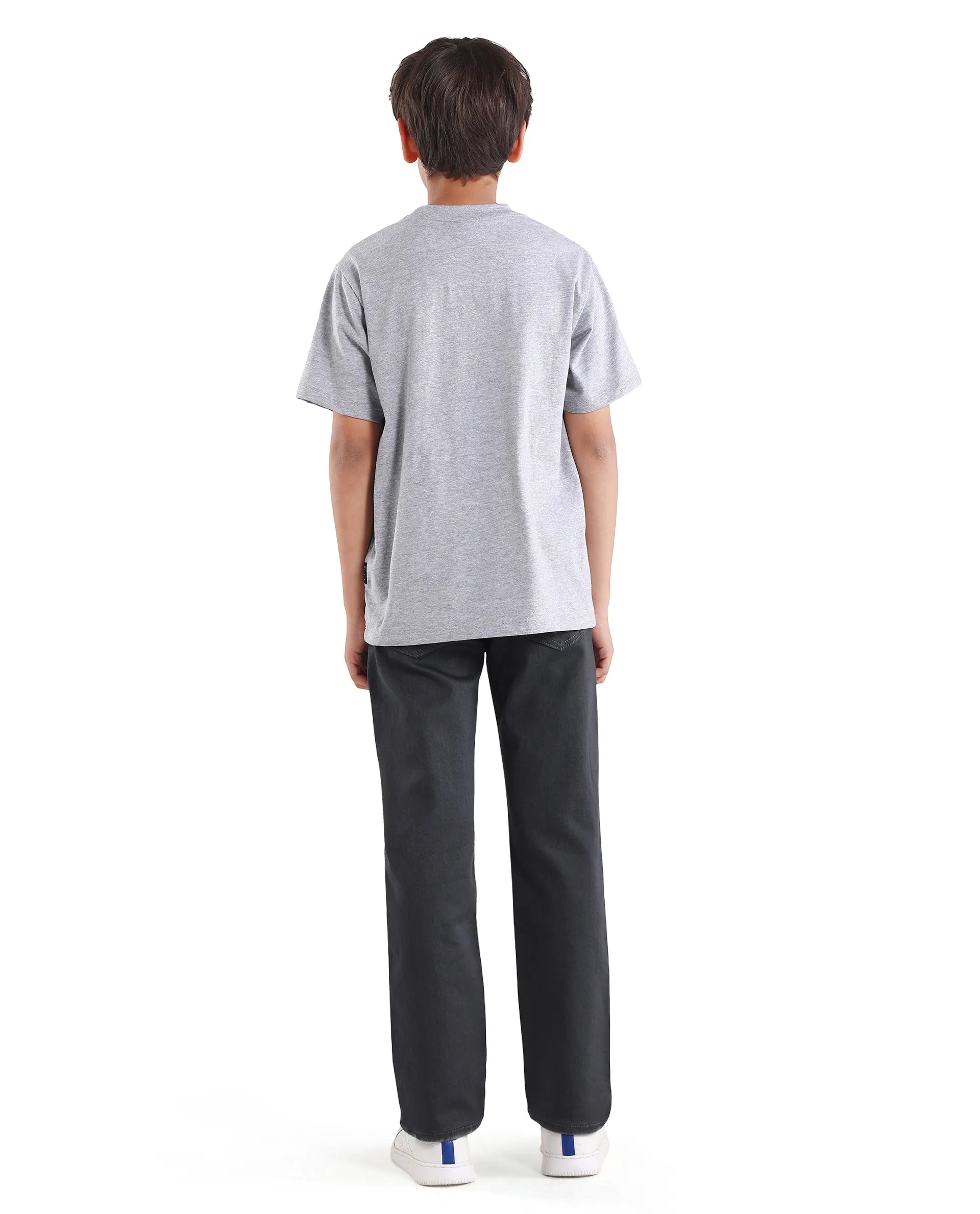 Rare Ones Kids Gavin Grey Cotton Blend Shank Button Closure Regular Fit Jeans