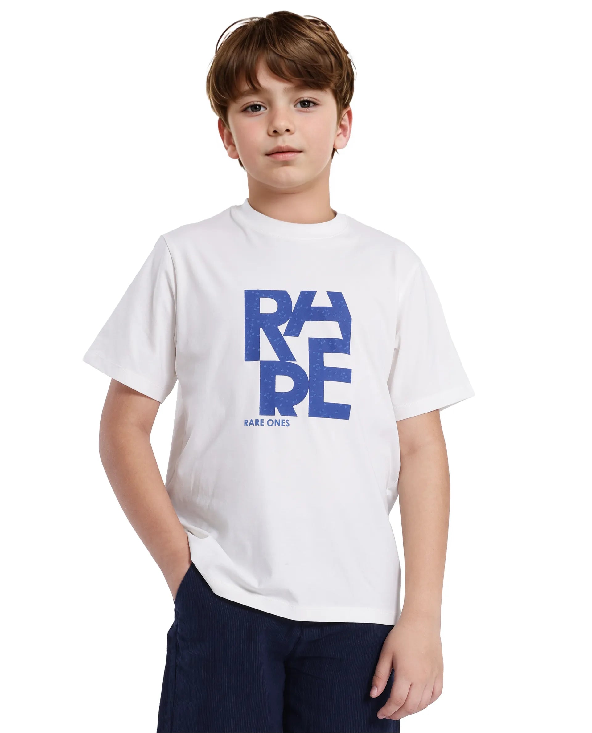 Rare Ones Kids Gelo Off White Cotton Blend Short Sleeve Crew Neck Printed Regular T-Shirt