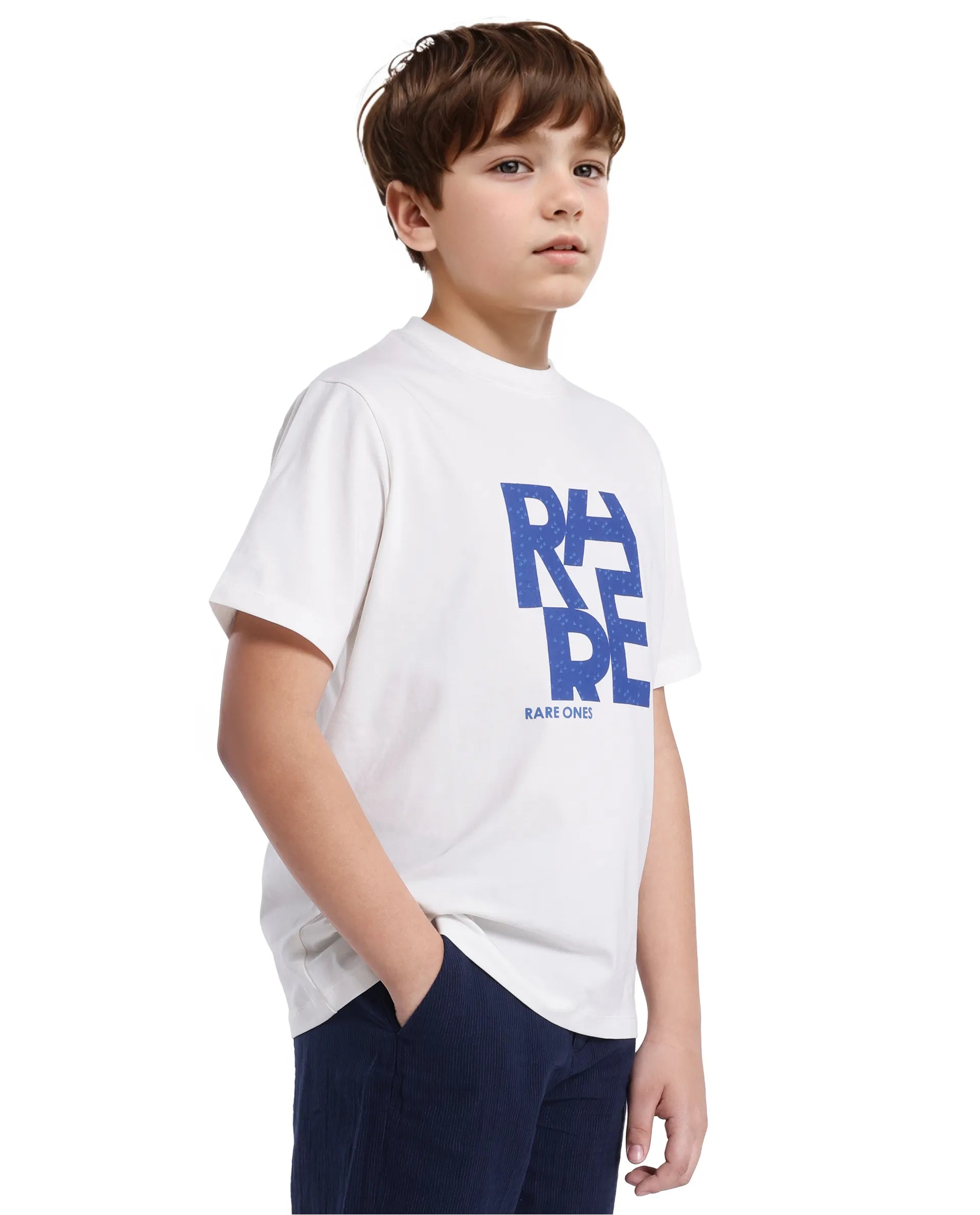 Rare Ones Kids Gelo Off White Cotton Blend Short Sleeve Crew Neck Printed Regular T-Shirt