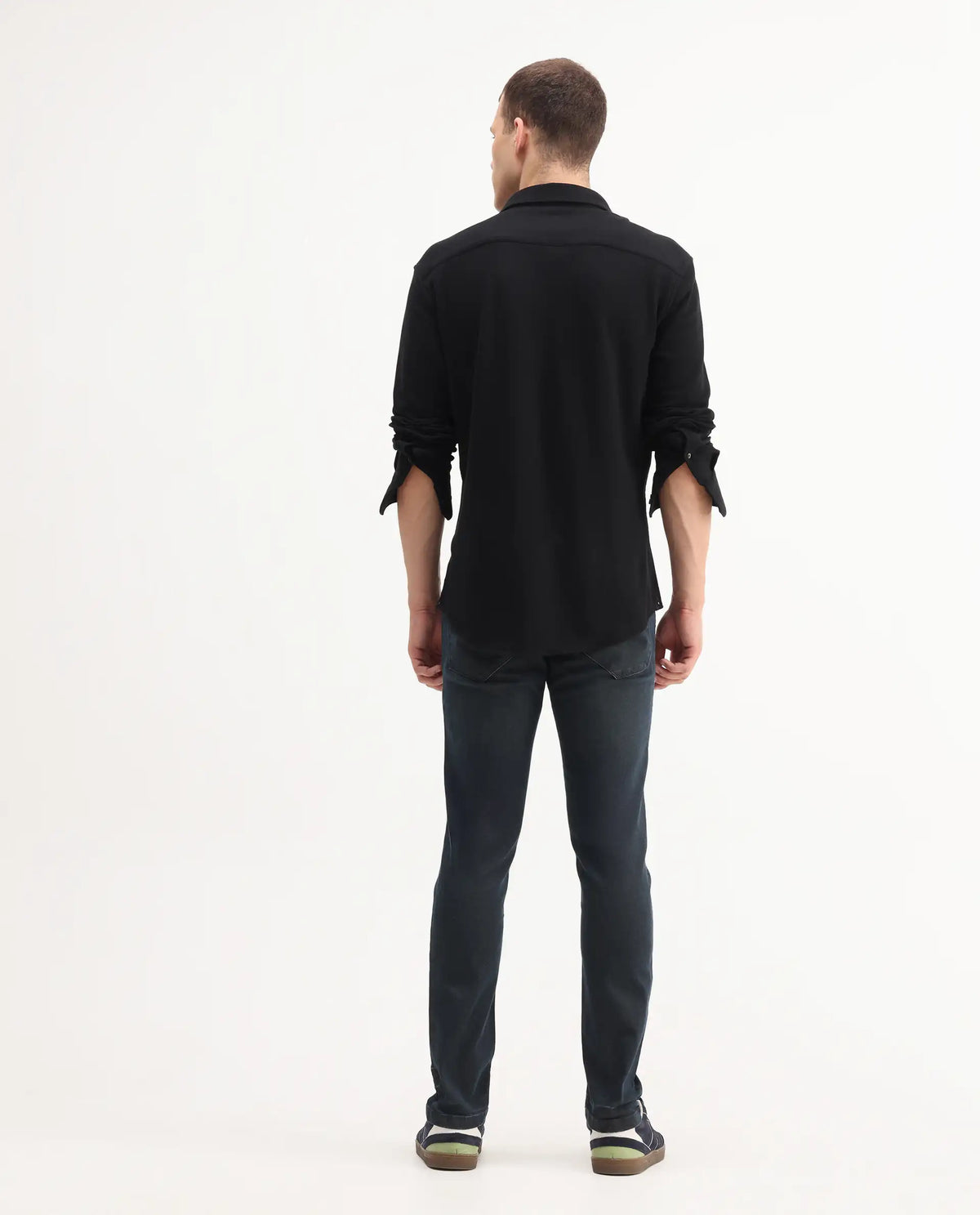 Rare Rabbit Men's Genevo Dusky Blue Cotton Plain Hawk Slim Fit Jeans