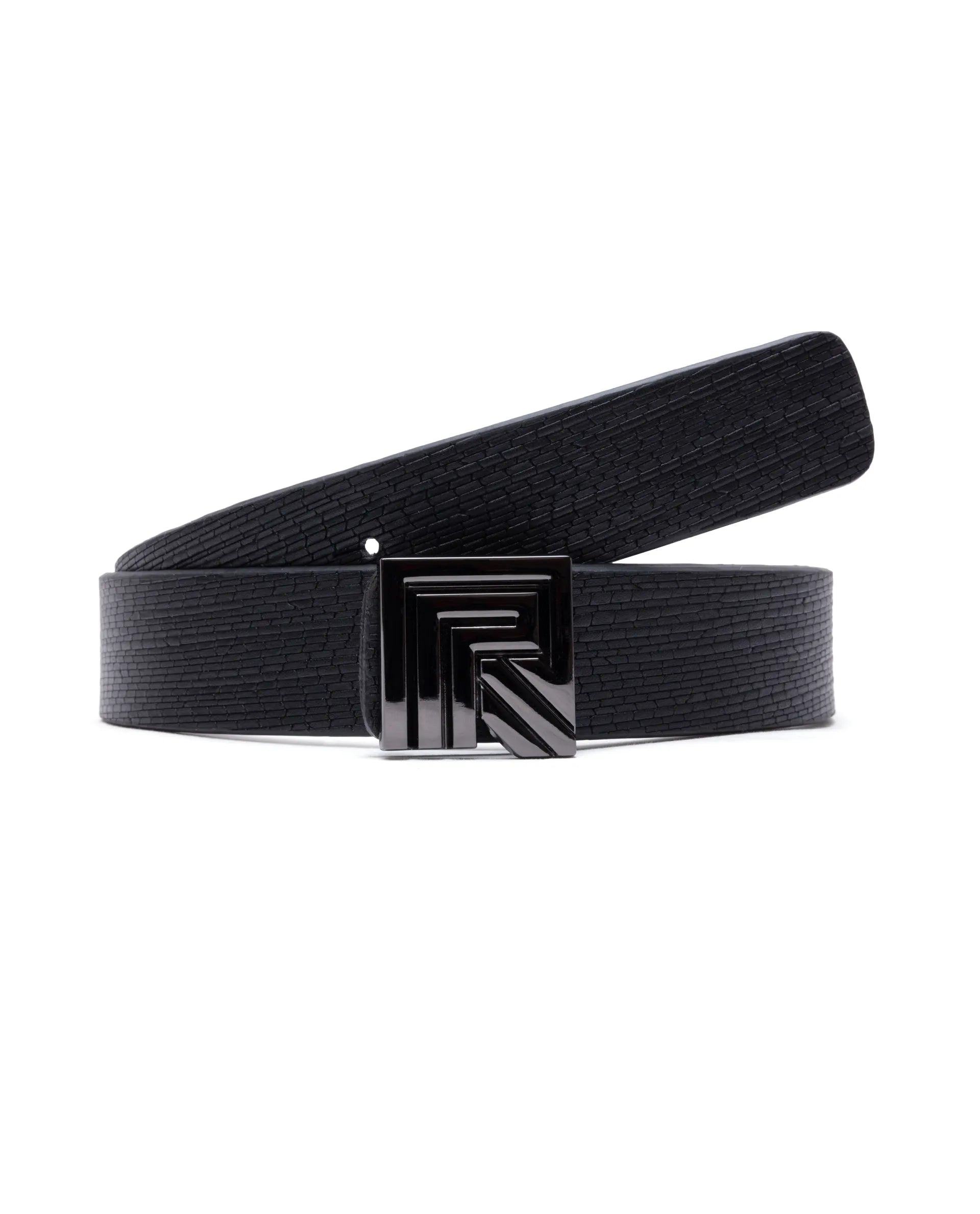 Rare Rabbit Men Geous Black Leather Belt