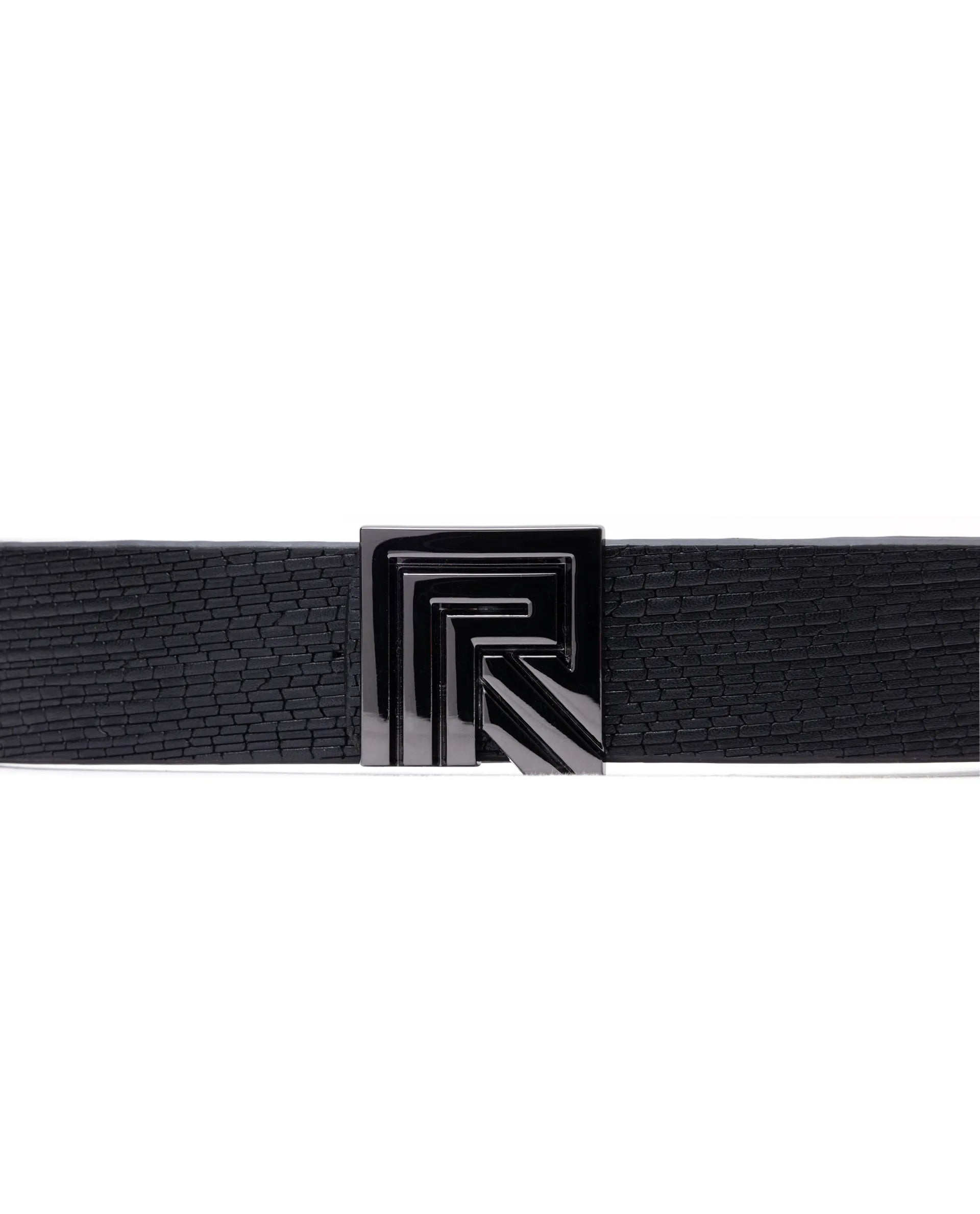 Rare Rabbit Men Geous Black Leather Belt