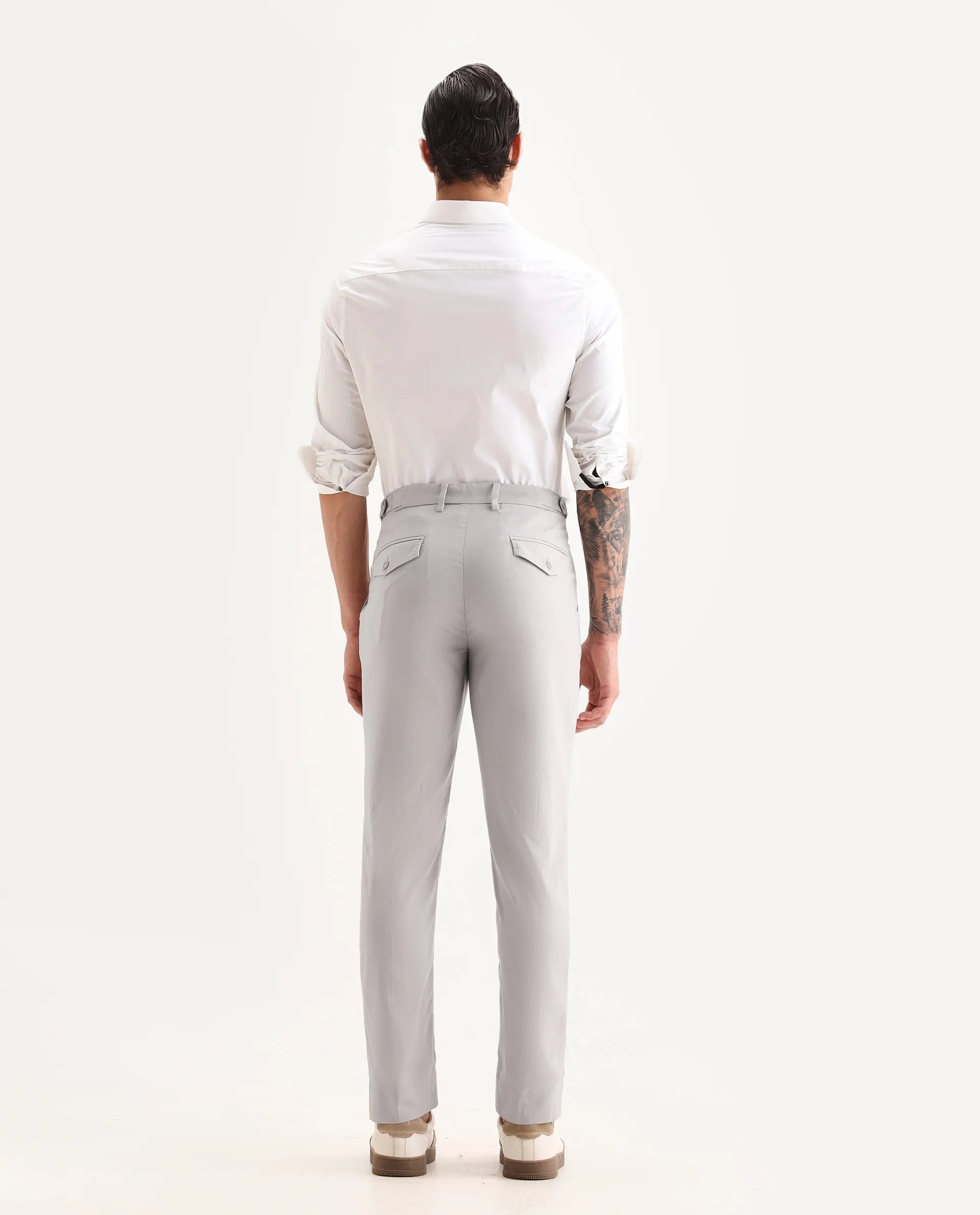 Rare Rabbit Men's Glade 1 Beige Polyester Plain Regular Fit Trouser