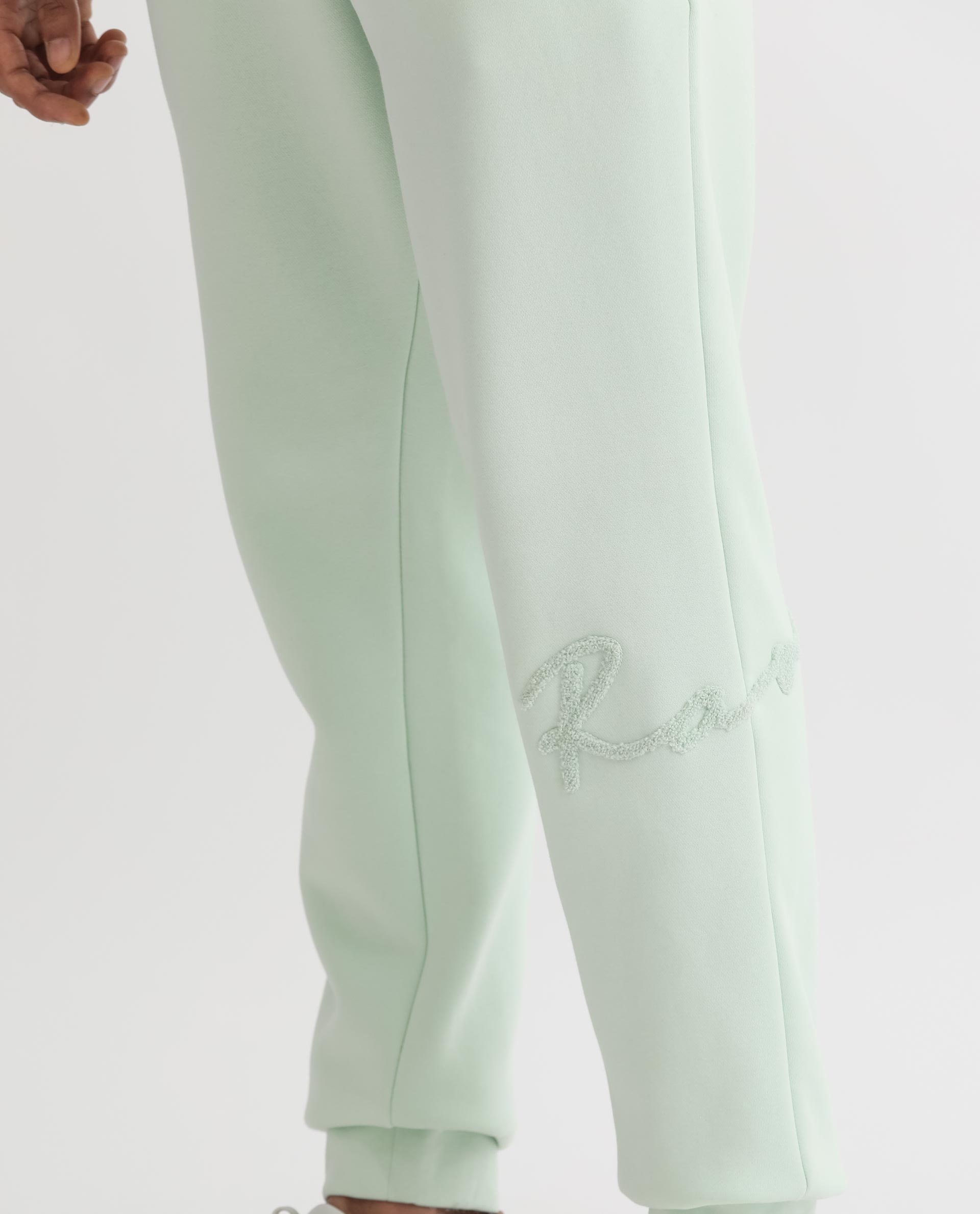 Rare Rabbit Mens Glame Light Green Cotton Polyester Fabric Drawstring Closure Regular Fit Mid Rise Trackpant