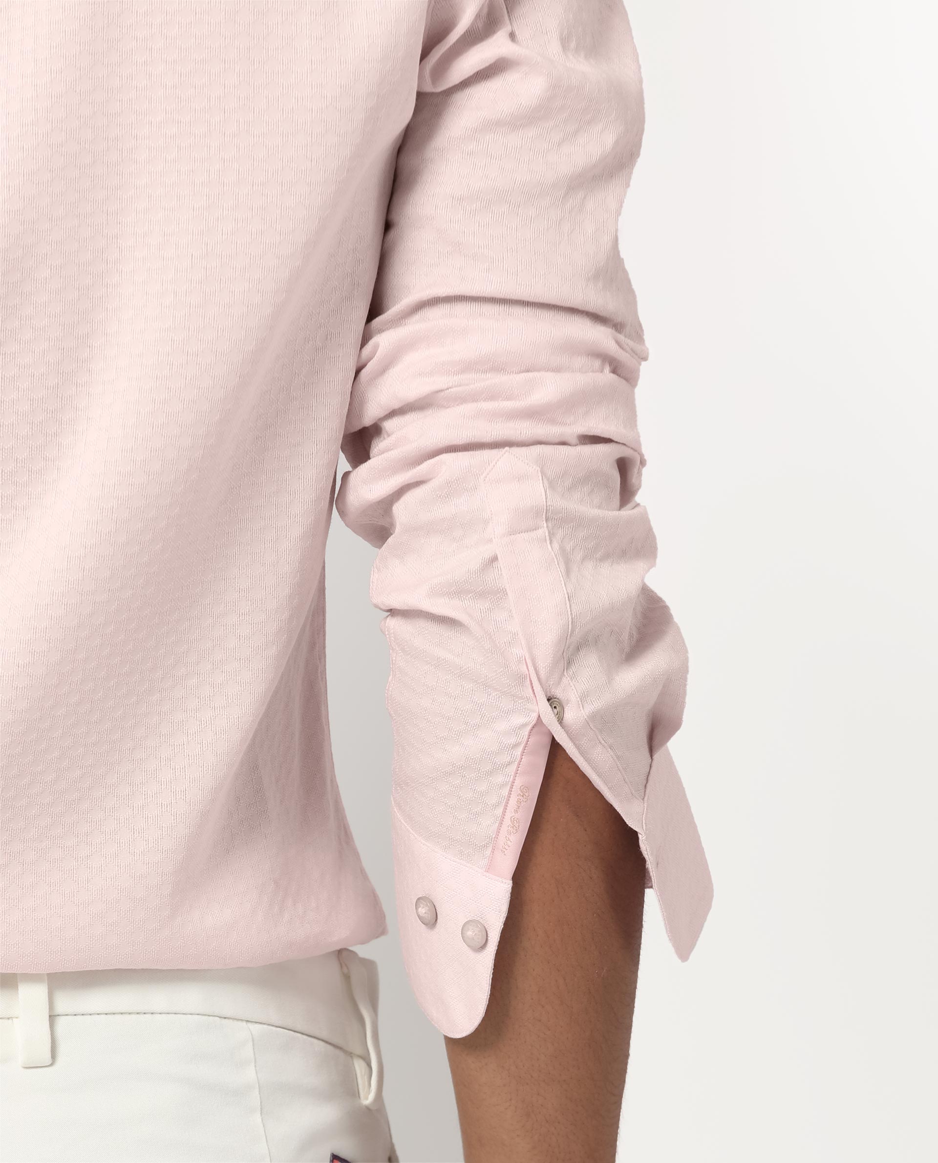 Rare Rabbit Men's Gleny Pink Cotton Polyester Fabric Full Sleeves Dobby Shirt