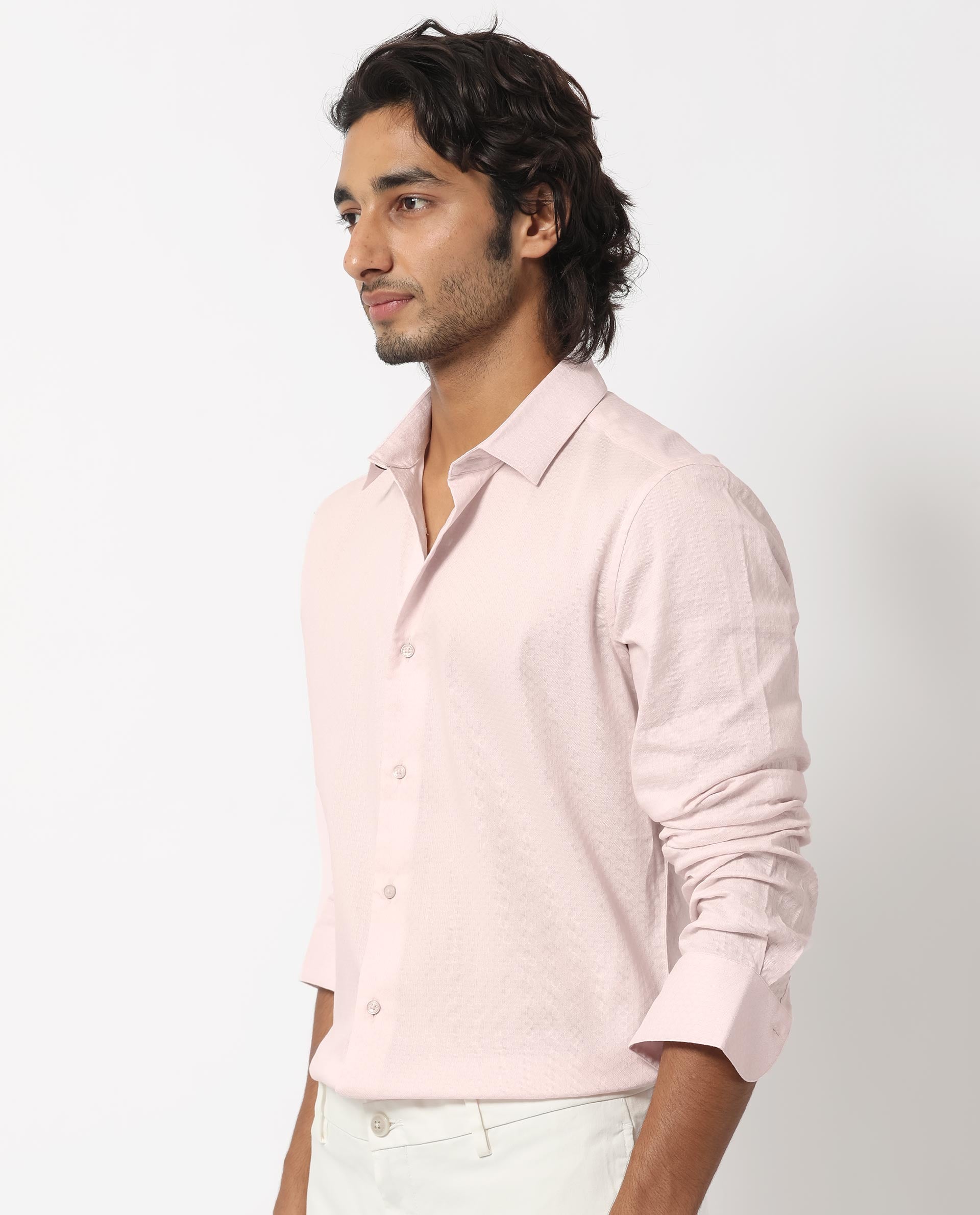 Rare Rabbit Men's Gleny Pink Cotton Polyester Fabric Full Sleeves Dobby Shirt