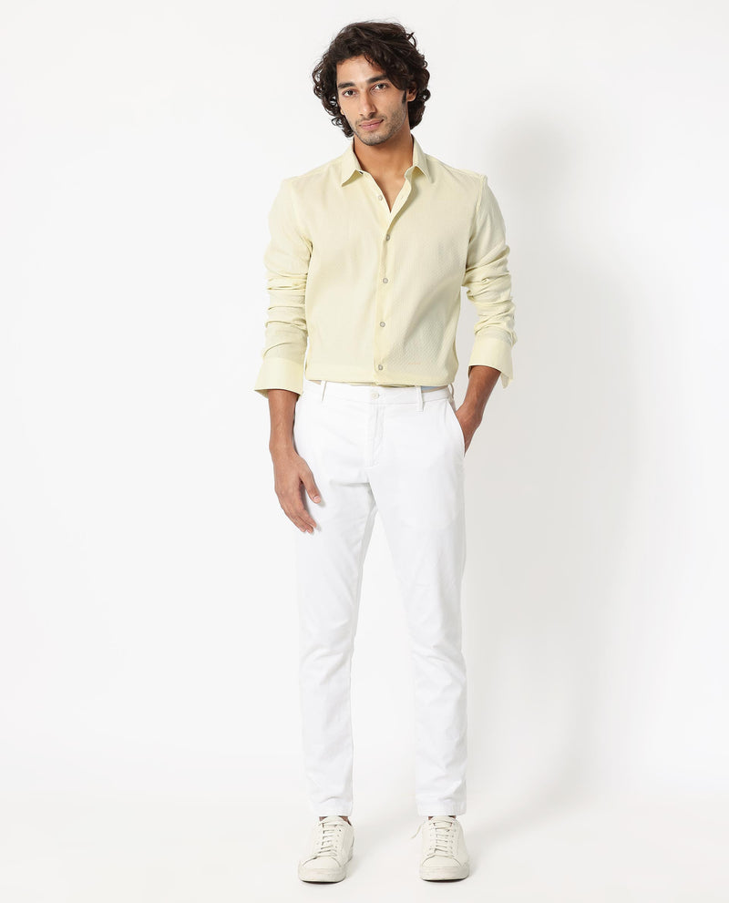 Rare Rabbit Men's Gleny Yellow Cotton Polyester Fabric Full Sleeves Dobby Shirt