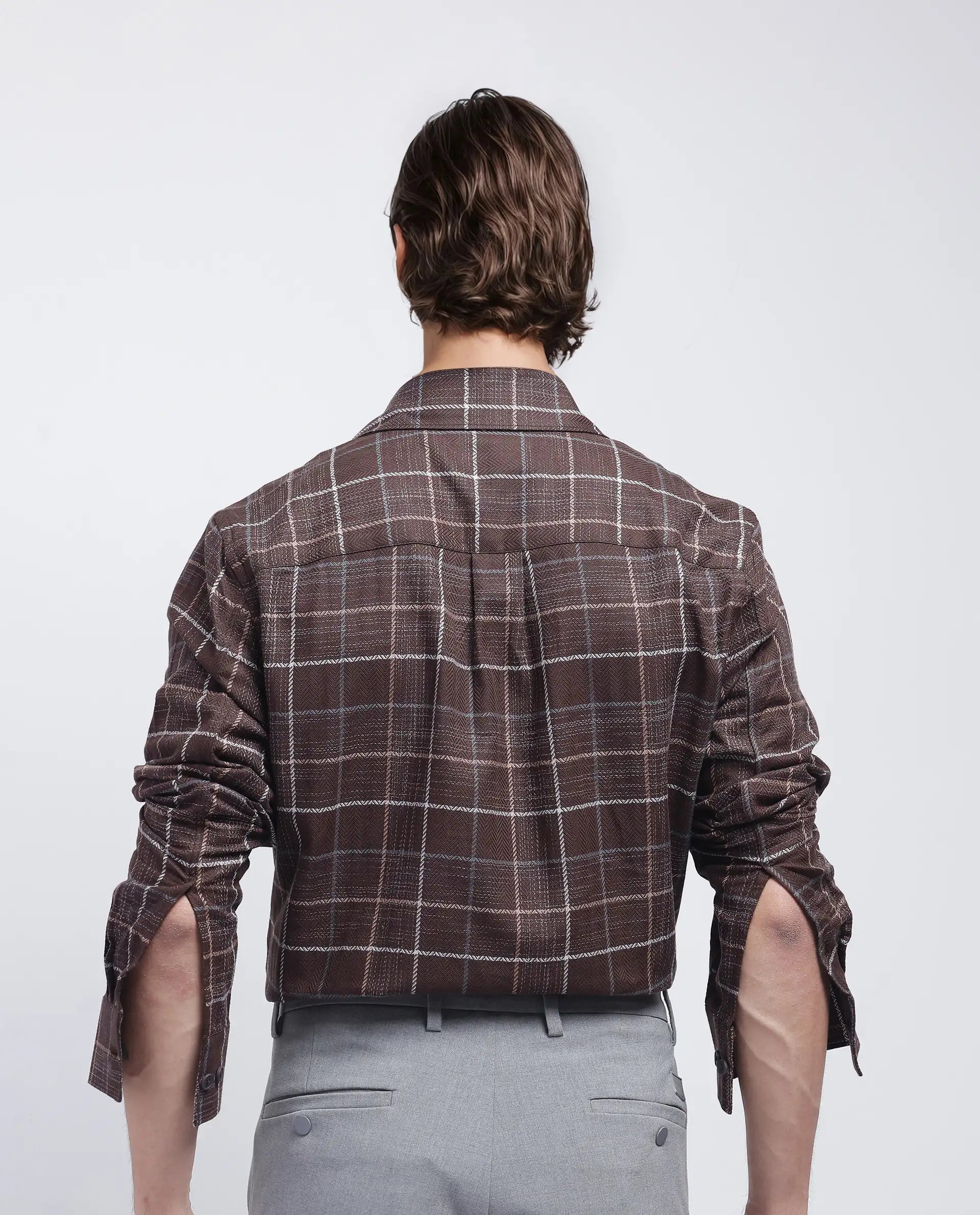 Rare Rabbit Men's Glofnik Dark Brown Cotton Fabric Full Sleeve Collared Neck Button Closure Printed Shirt