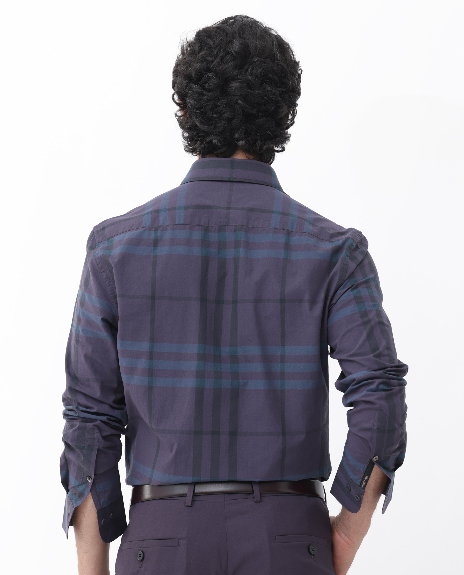 Rare Rabbit Mens Gramy Navy Full Sleeve Cotton Checks Shirt